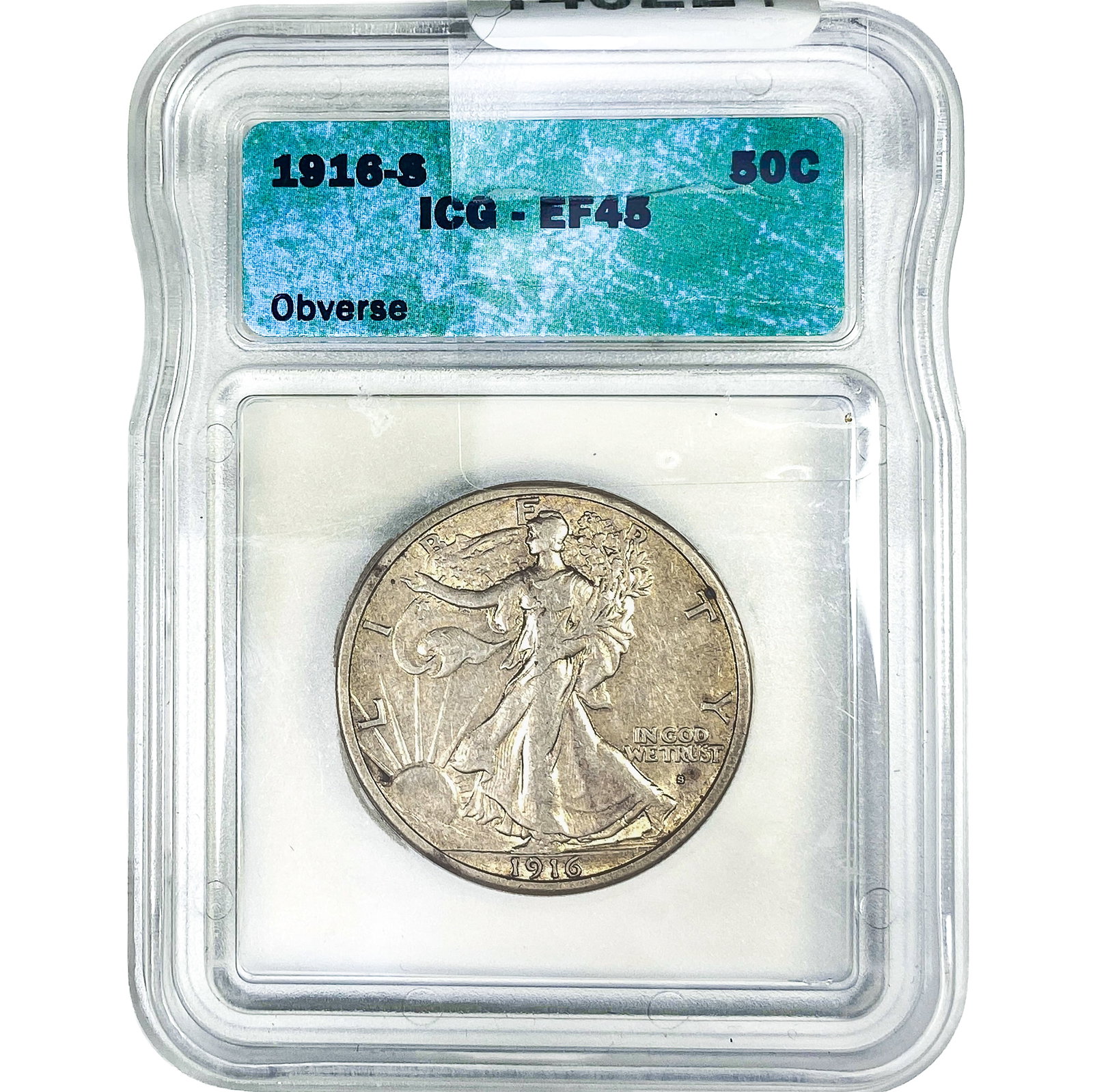 1916-S Walking Liberty Half Dollar ICG EF45 Obverse: 1916-S Walking Liberty Half Dollar ICG EF45 Obverse