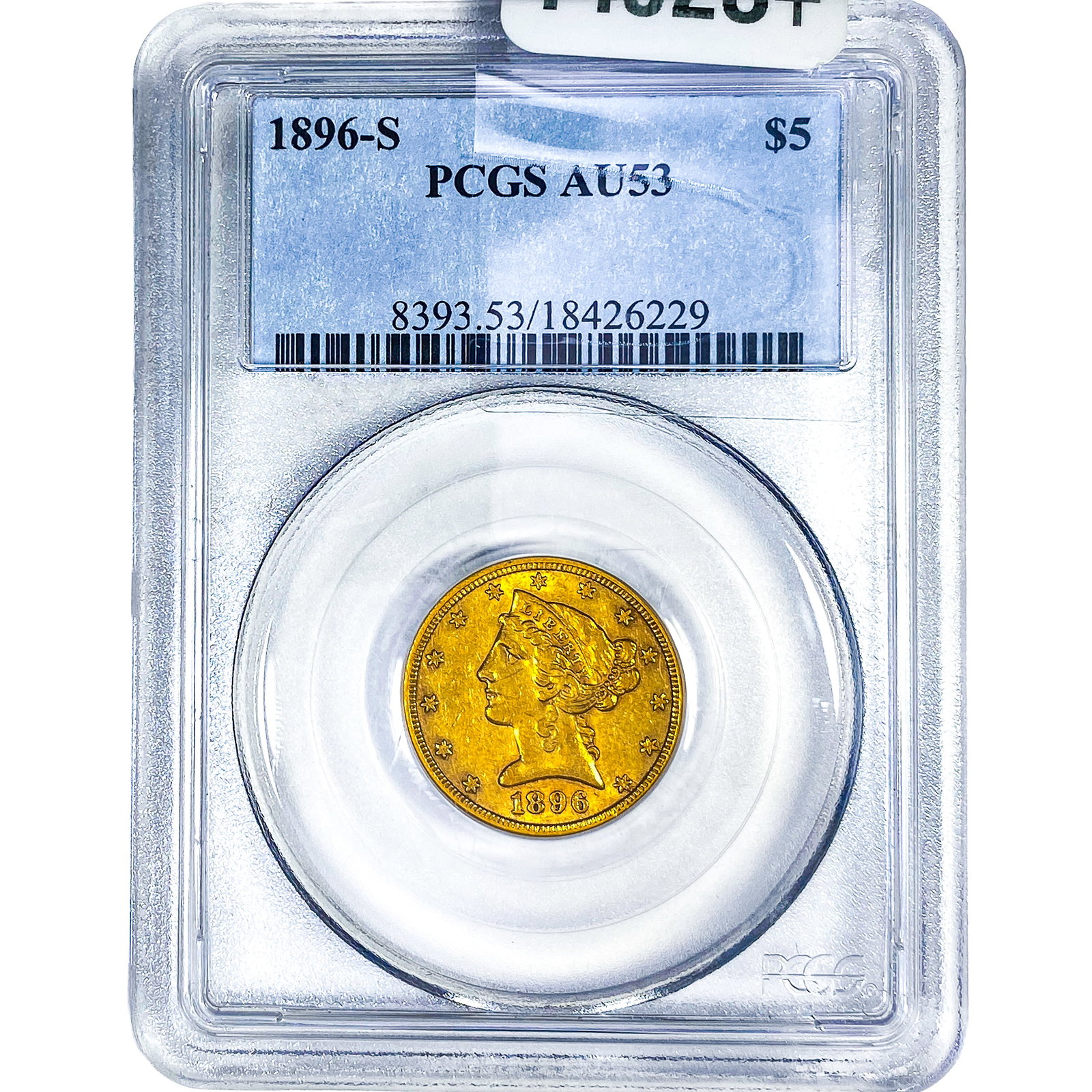 1896-S $5 Gold Half Eagle PCGS AU53: 1896-S $5 Gold Half Eagle PCGS AU53