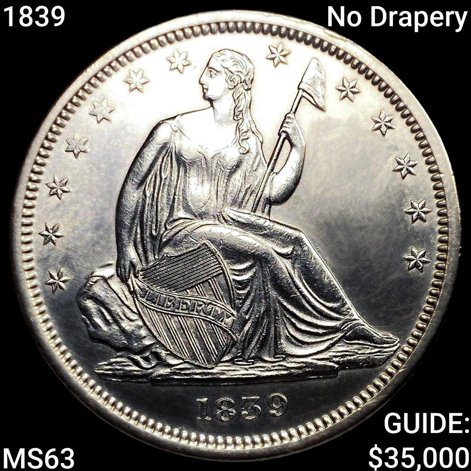 1839 No Drapery Seated Liberty Half Dollar: 1839 No Drapery Seated Liberty Half Dollar