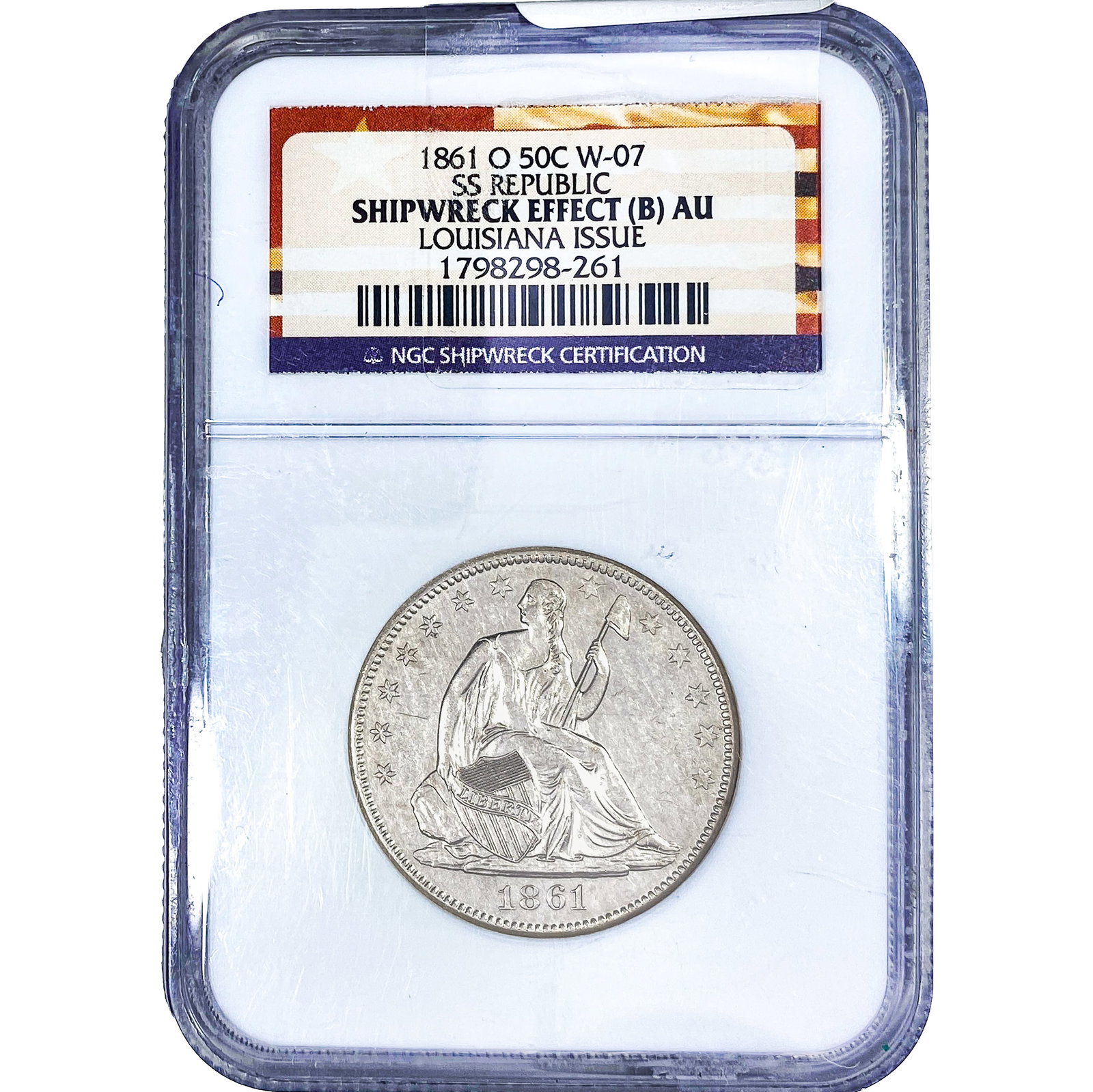 1861-O Seated Liberty Half Dollar NGC Shipwreck: 1861-O Seated Liberty Half Dollar NGC Shipwreck