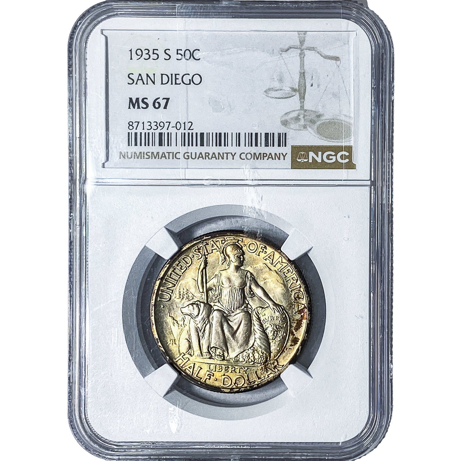 1935-S San Diego Half Dollar NGC MS67: 1935-S San Diego Half Dollar NGC MS67