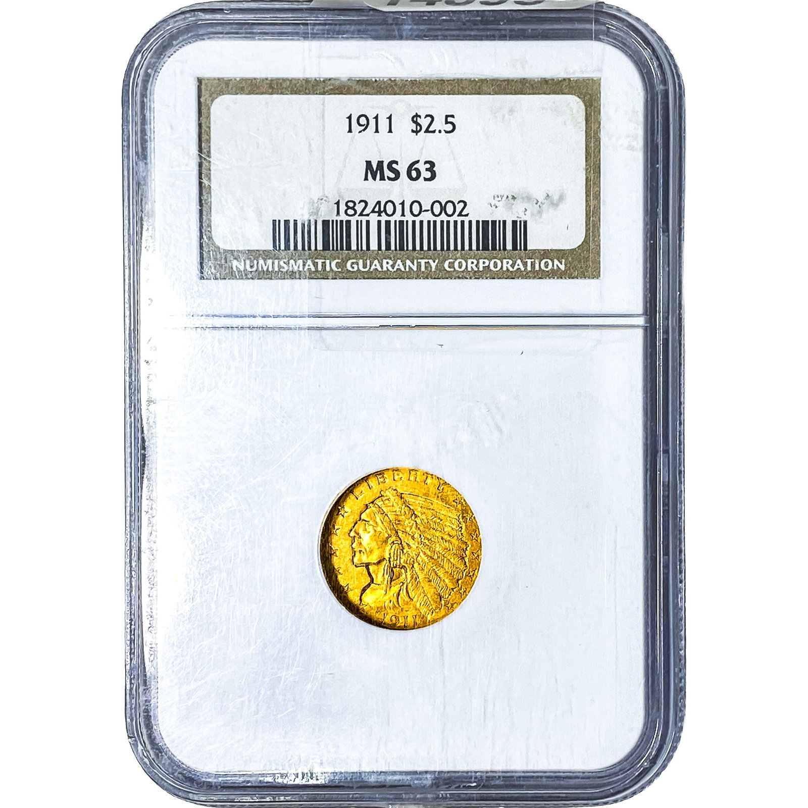 1911 $2.50 Gold Quarter Eagle NGC MS63: 1911 $2.50 Gold Quarter Eagle NGC MS63
