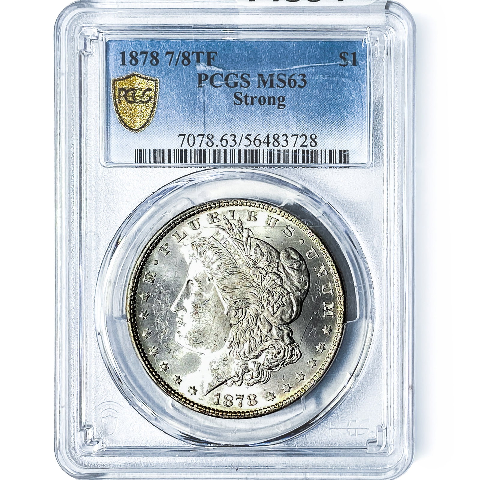 1878 7/8TF Morgan Silver Dollar PCGS MS63 Strong: 1878 7/8TF Morgan Silver Dollar PCGS MS63 Strong