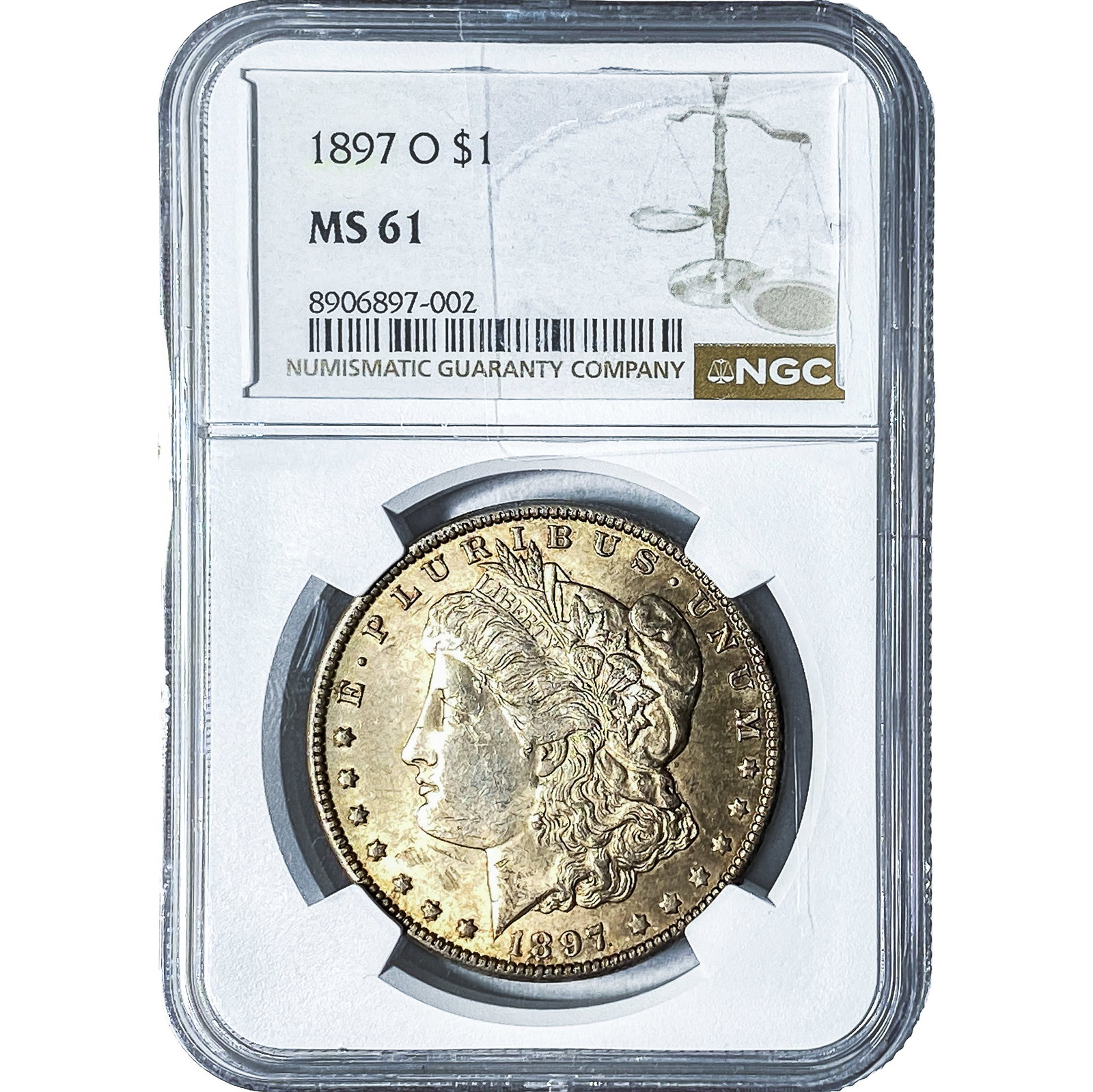 1897-O Morgan Silver Dollar NGC MS61: 1897-O Morgan Silver Dollar NGC MS61