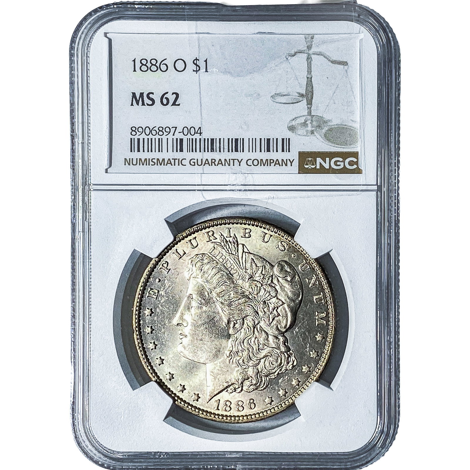 1886-O Morgan Silver Dollar NGC MS62: 1886-O Morgan Silver Dollar NGC MS62