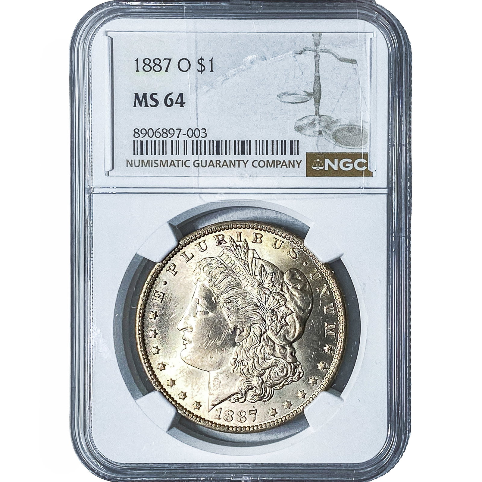1887-O Morgan Silver Dollar NGC MS64: 1887-O Morgan Silver Dollar NGC MS64