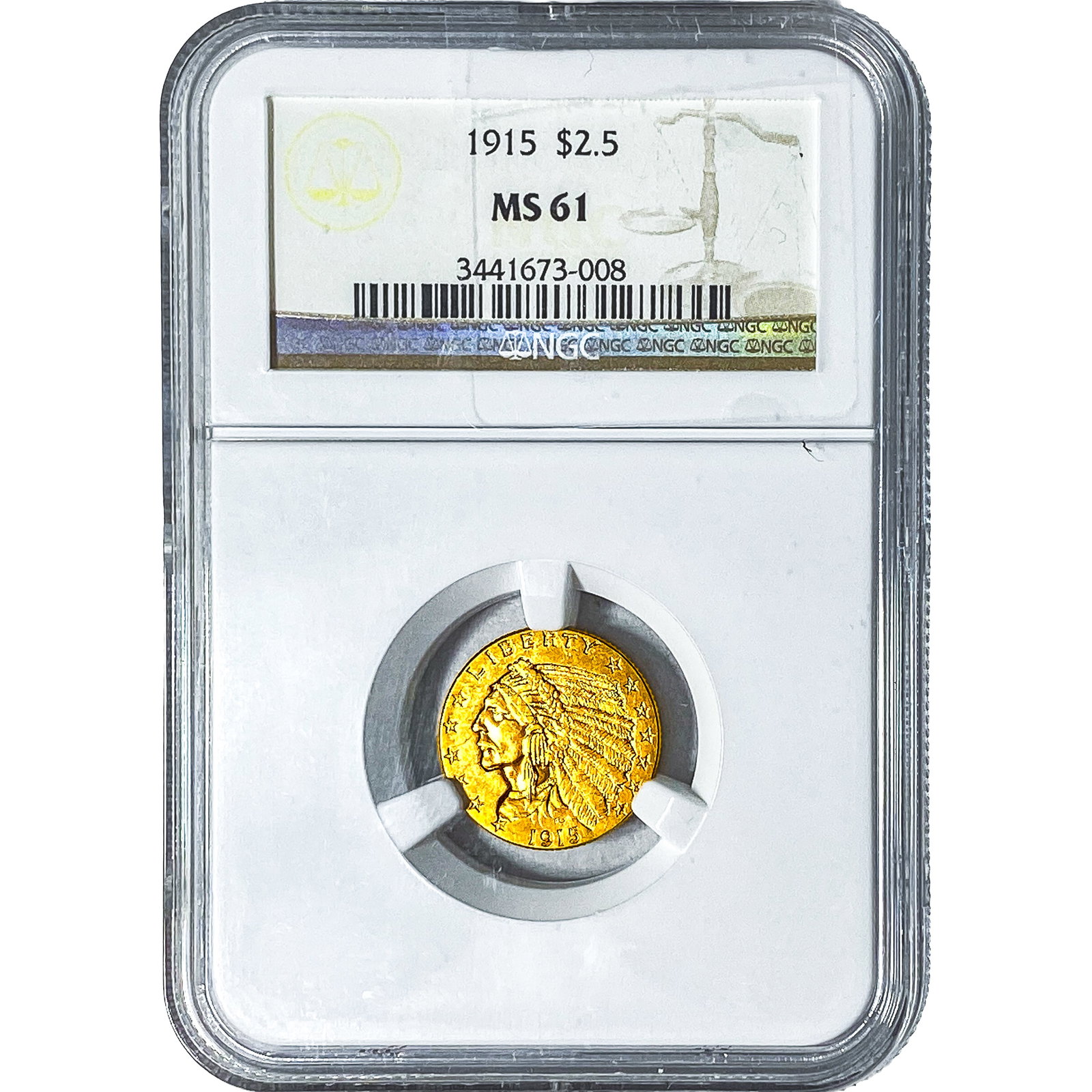 1915 $2.50 Gold Quarter Eagle NGC MS61: 1915 $2.50 Gold Quarter Eagle NGC MS61