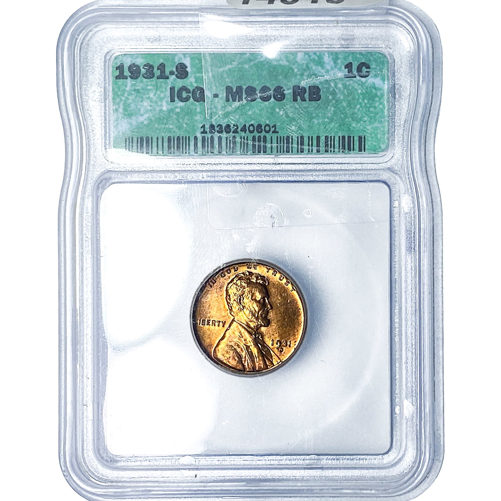 1931-S Wheat Cent ICG MS66 RB: 1931-S Wheat Cent ICG MS66 RB