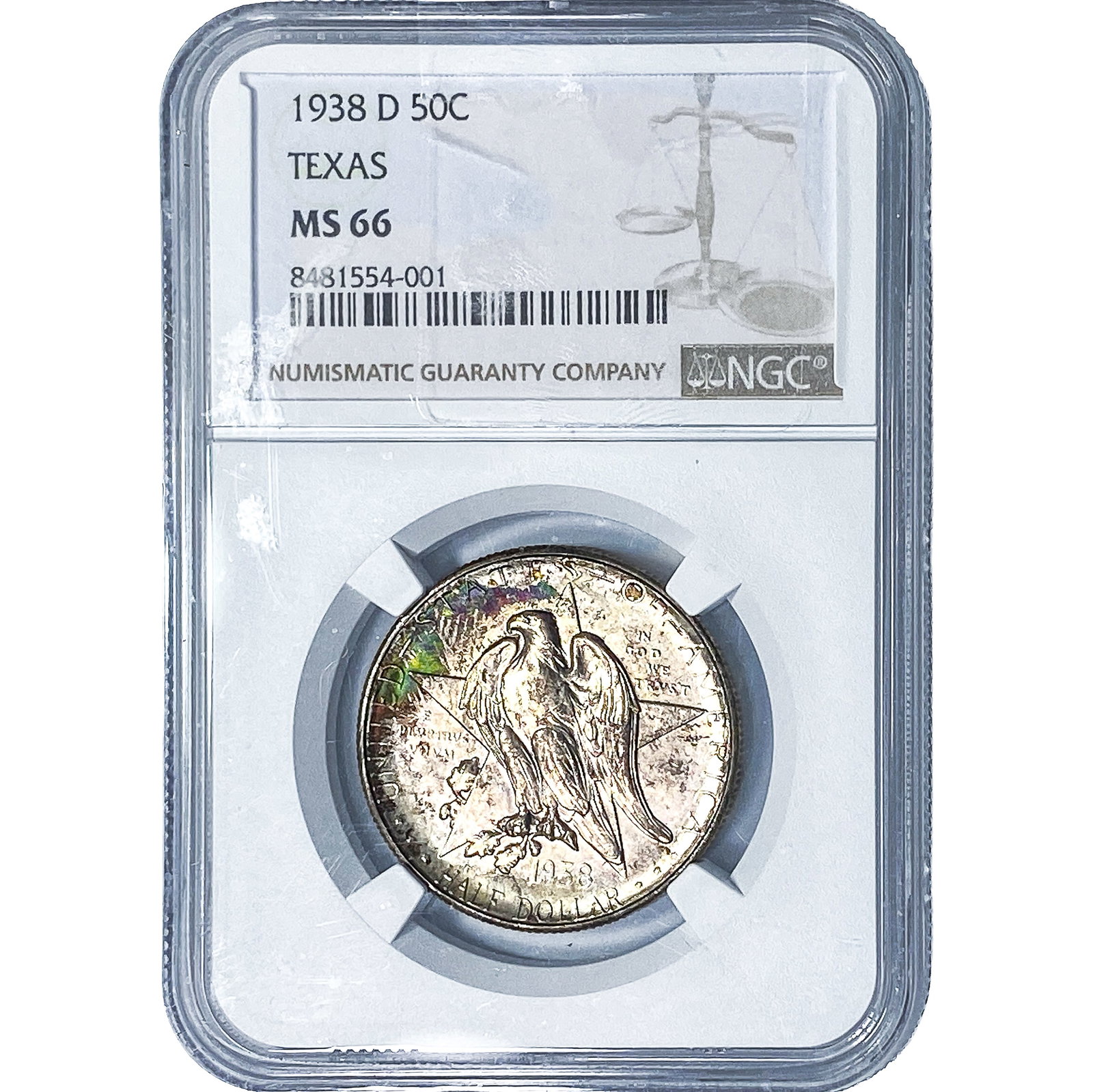 1938-D Texas Half Dollar NGC MS66: 1938-D Texas Half Dollar NGC MS66