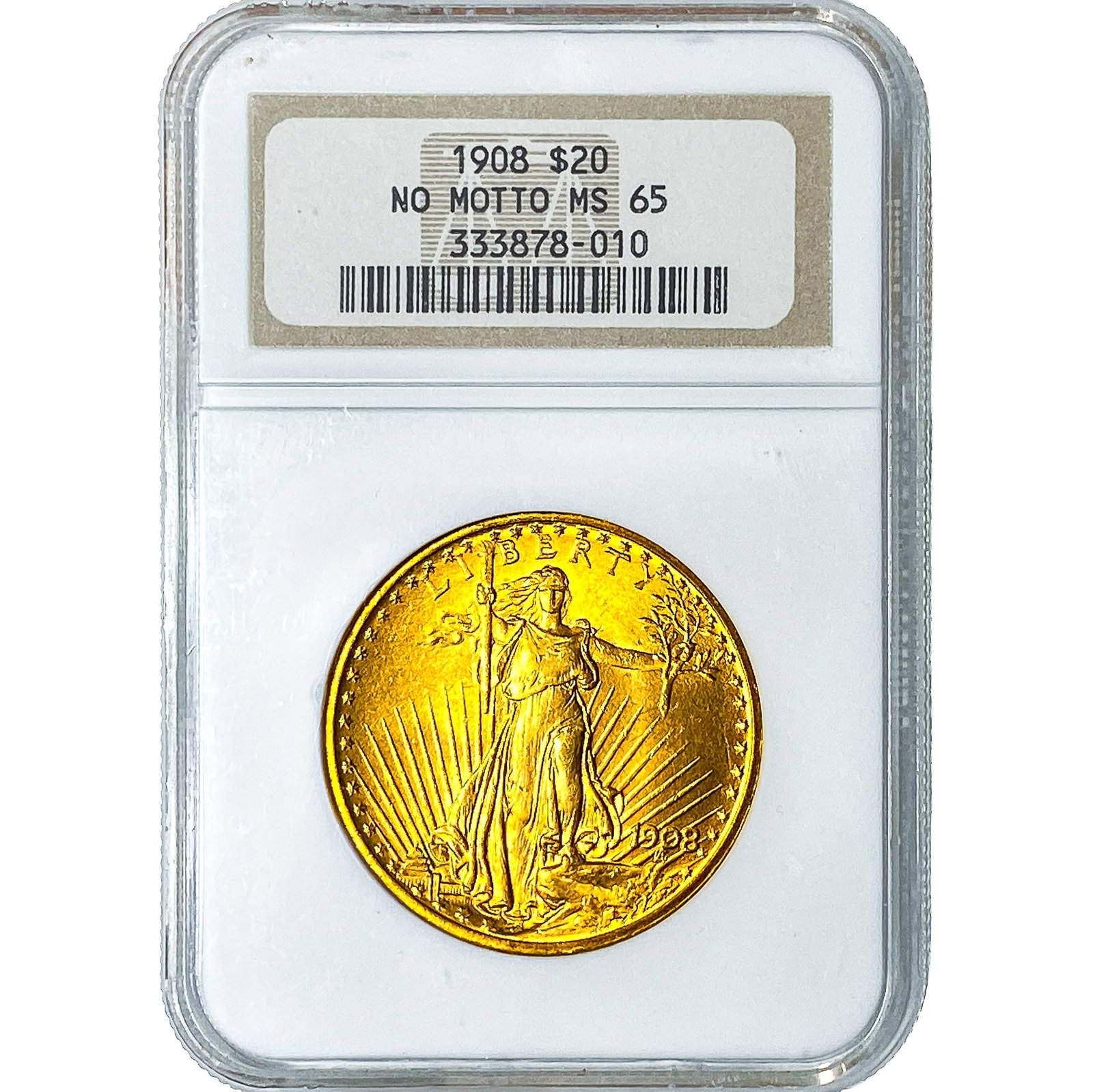 1908 $20 Gold Double Eagle NGC MS65 No Motto: 1908 $20 Gold Double Eagle NGC MS65 No Motto