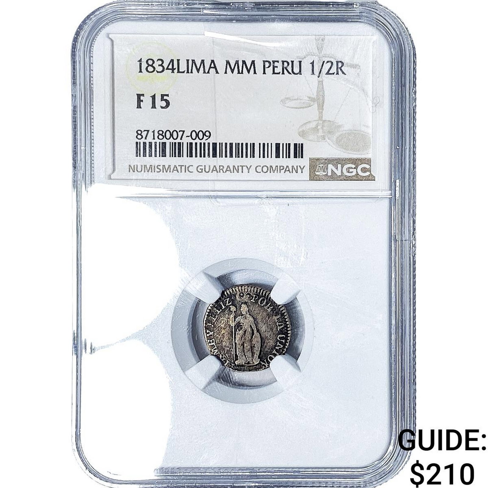 1834-Lima Peru Silver 1/2 Real NGC F15 (1 of 2)