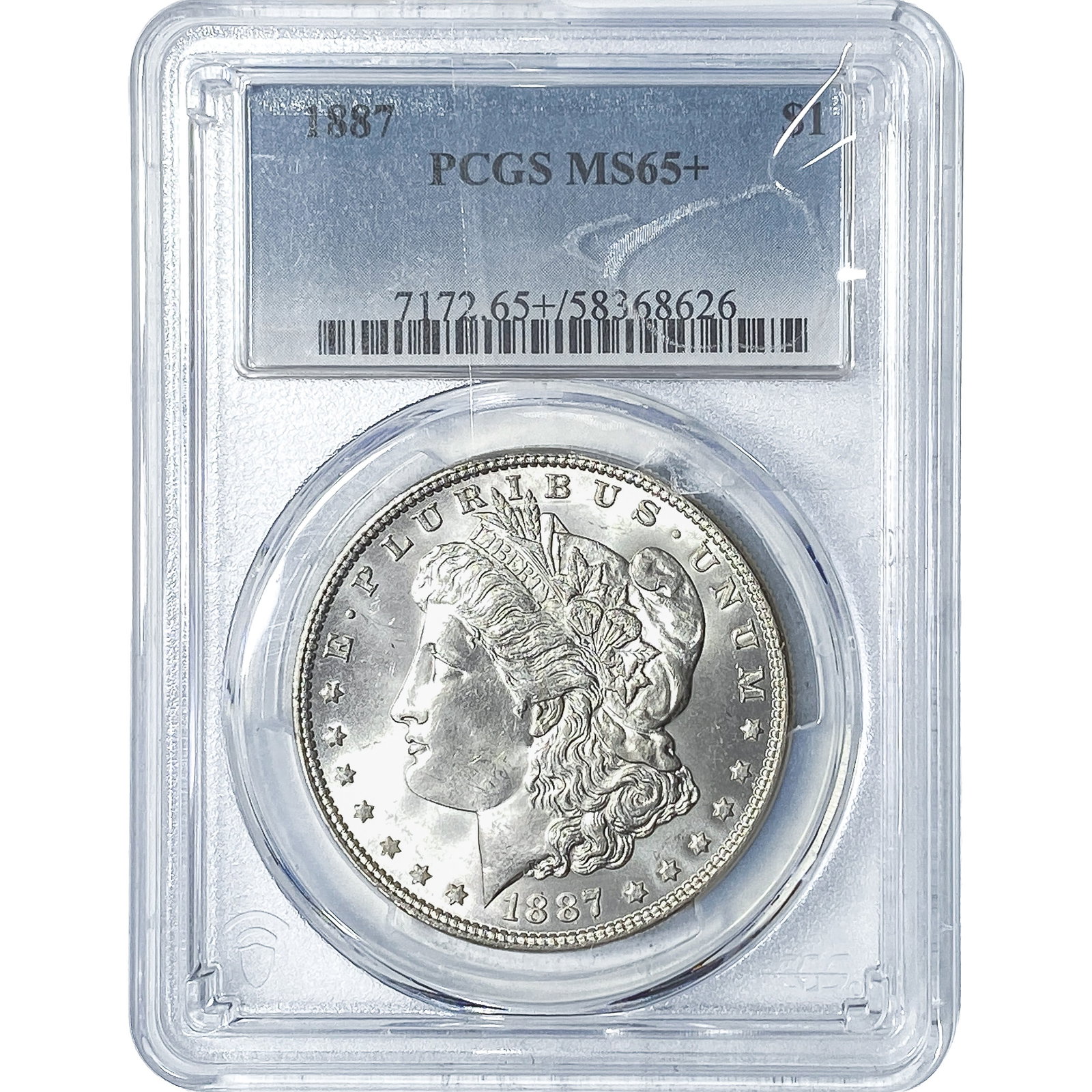 1887 Morgan Silver Dollar PCGS MS65+: 1887 Morgan Silver Dollar PCGS MS65+
