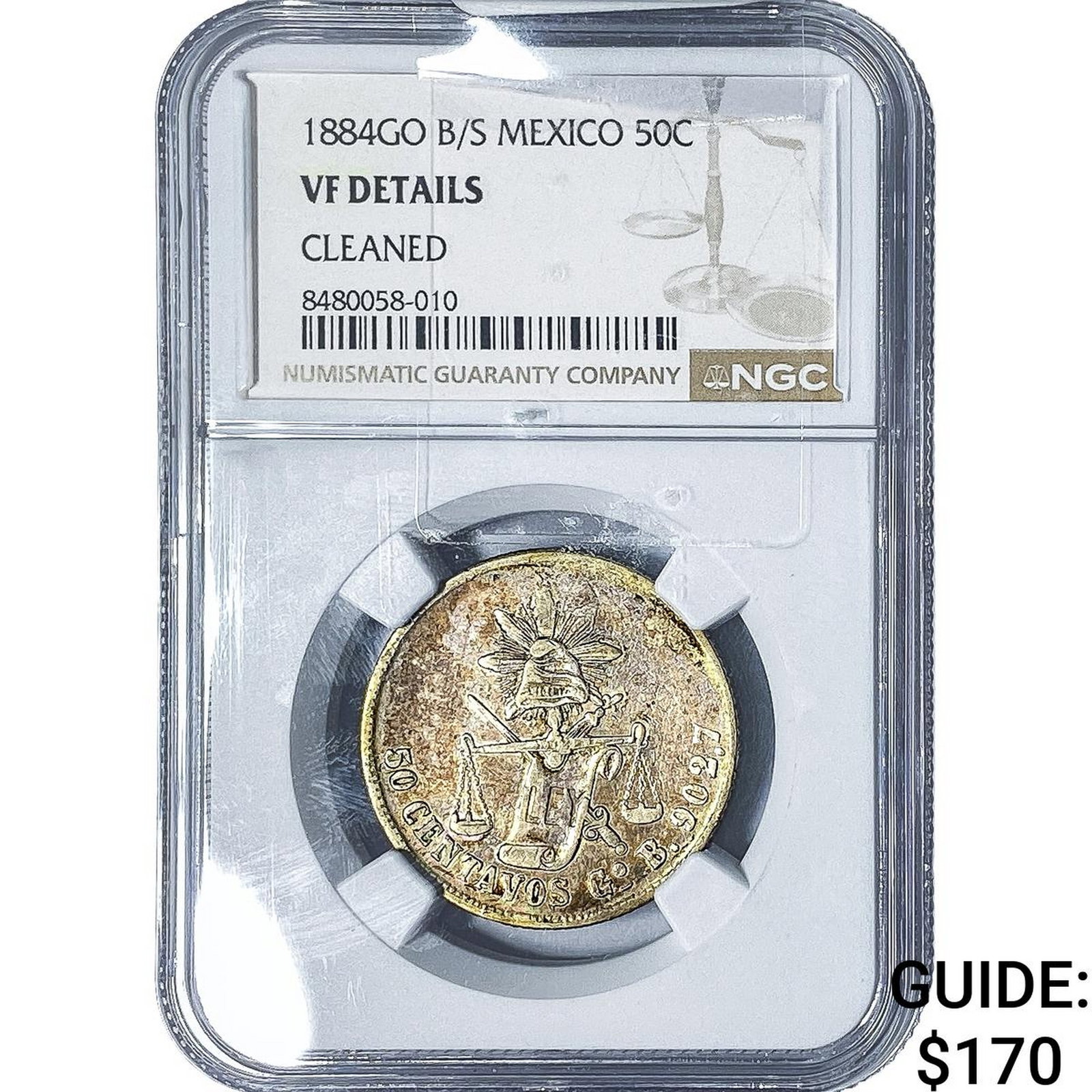 1884-GO Mexico Silver 50 Centavos NGC VF Details: 1884-GO Mexico Silver 50 Centavos NGC VF Details