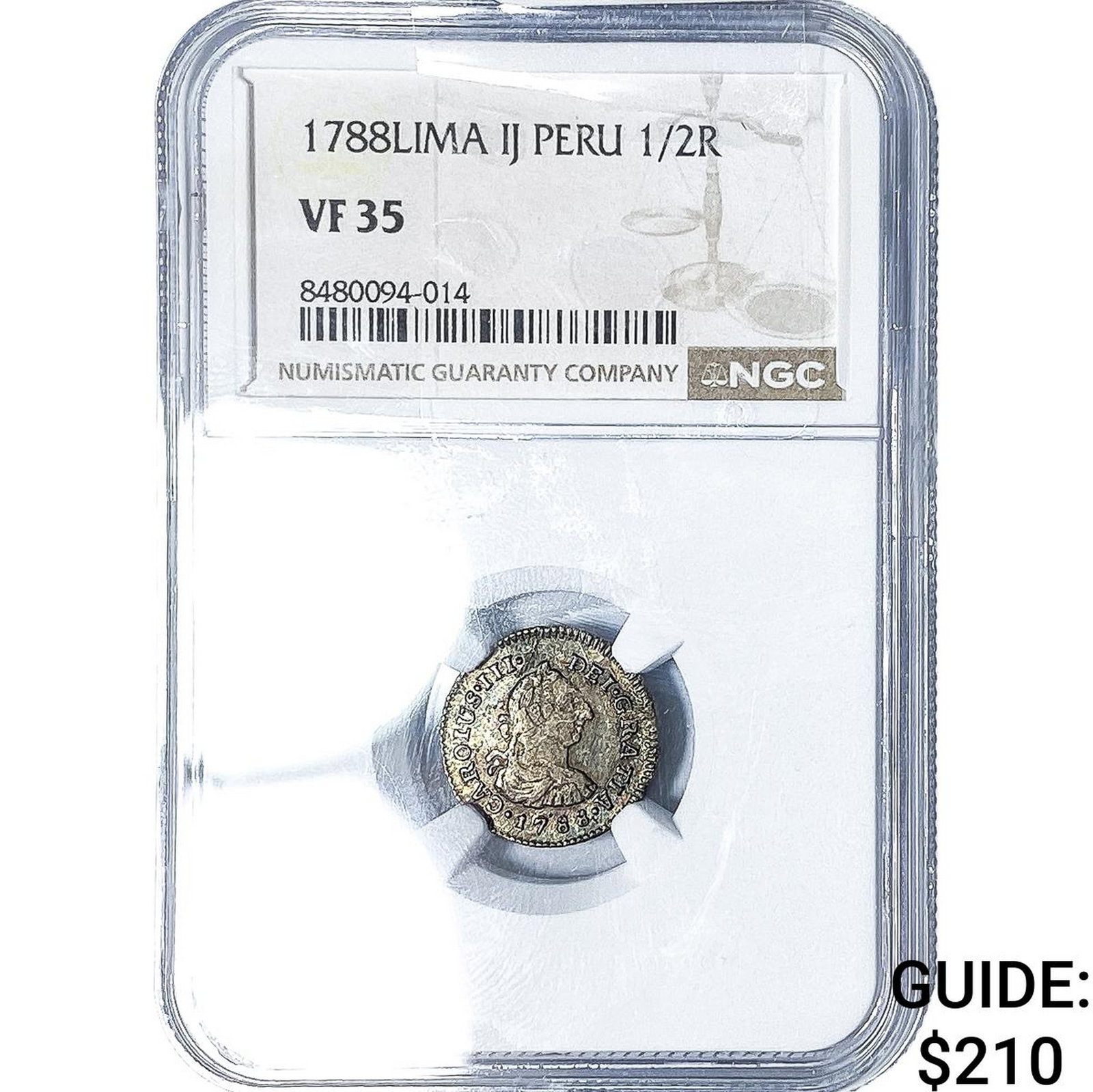 1788-LIMA Colonial Spain Silver 1/2 Real NGC VF35 (1 of 2)