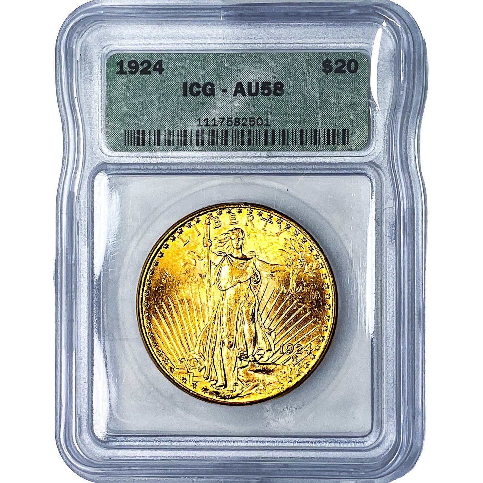 1924 $20 Gold Double Eagle ICG AU58: 1924 $20 Gold Double Eagle ICG AU58
