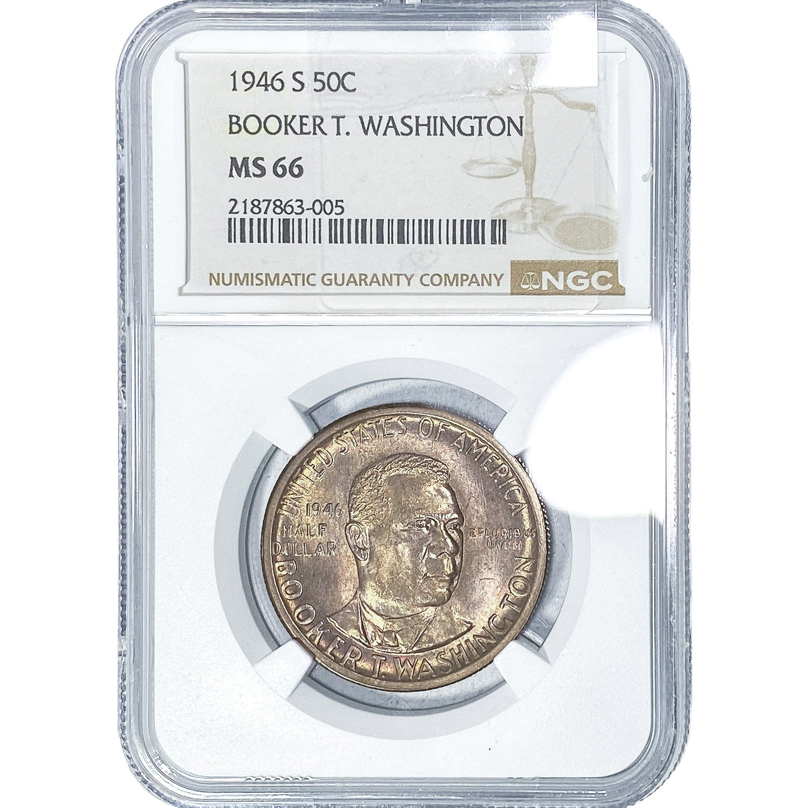 1946-S Booker T Half Dollar NGC MS66: 1946-S Booker T Half Dollar NGC MS66