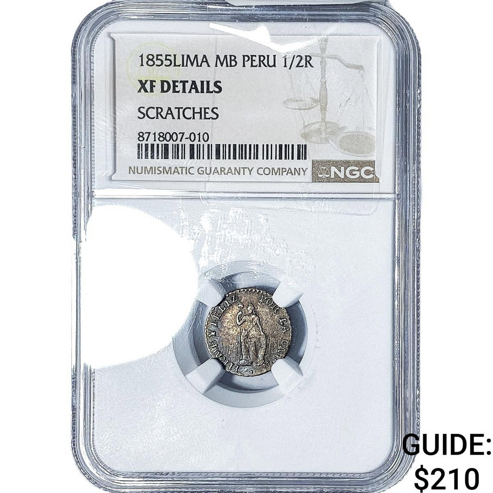 1855-LIMA Peru Silver 1/2 Real NGC XF Details (1 of 2)