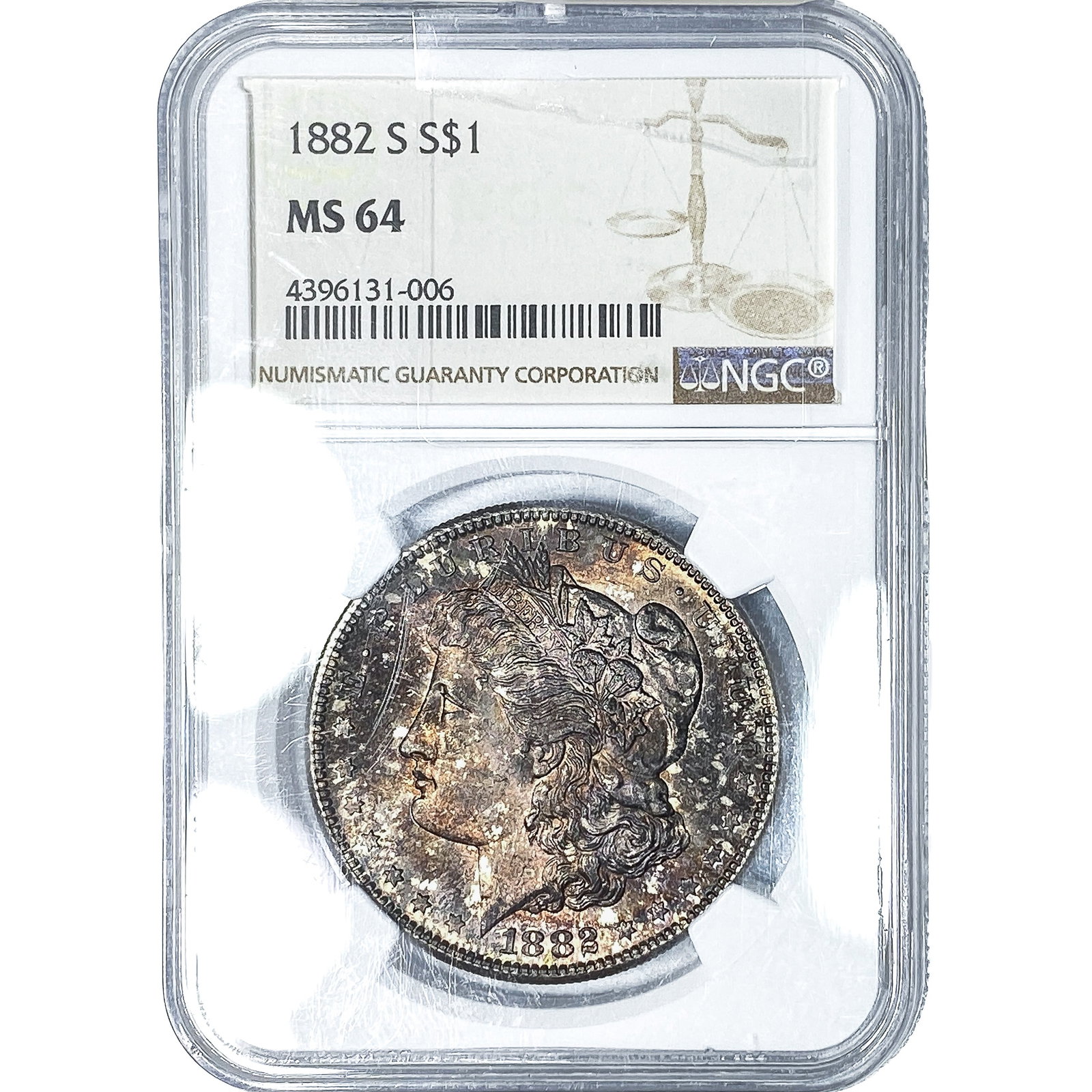 1882-S Morgan Silver Dollar NGC MS64: 1882-S Morgan Silver Dollar NGC MS64