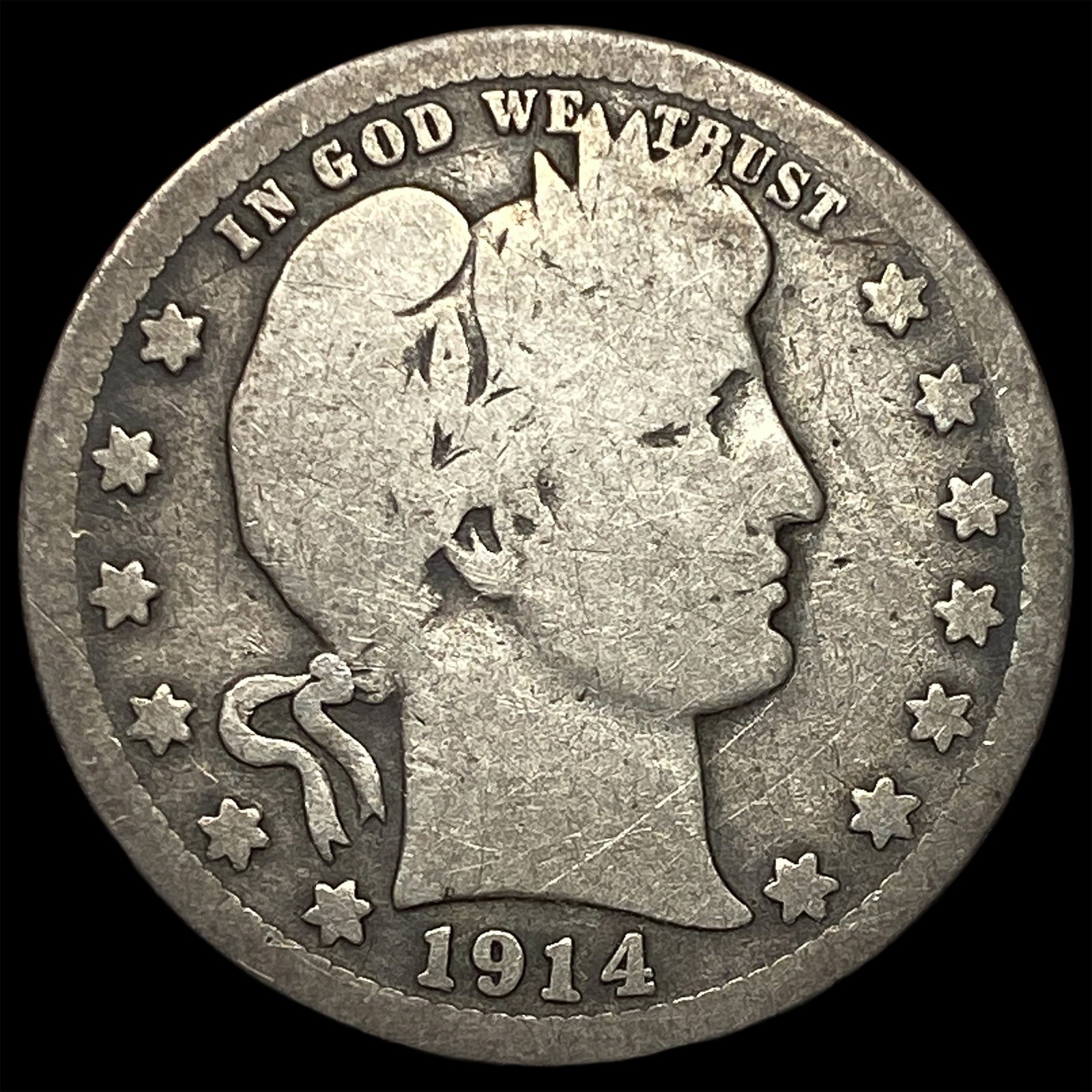 1914-S Barber Silver Quarter NICELY CIRCULATED: 1914-S Barber Silver Quarter NICELY CIRCULATED