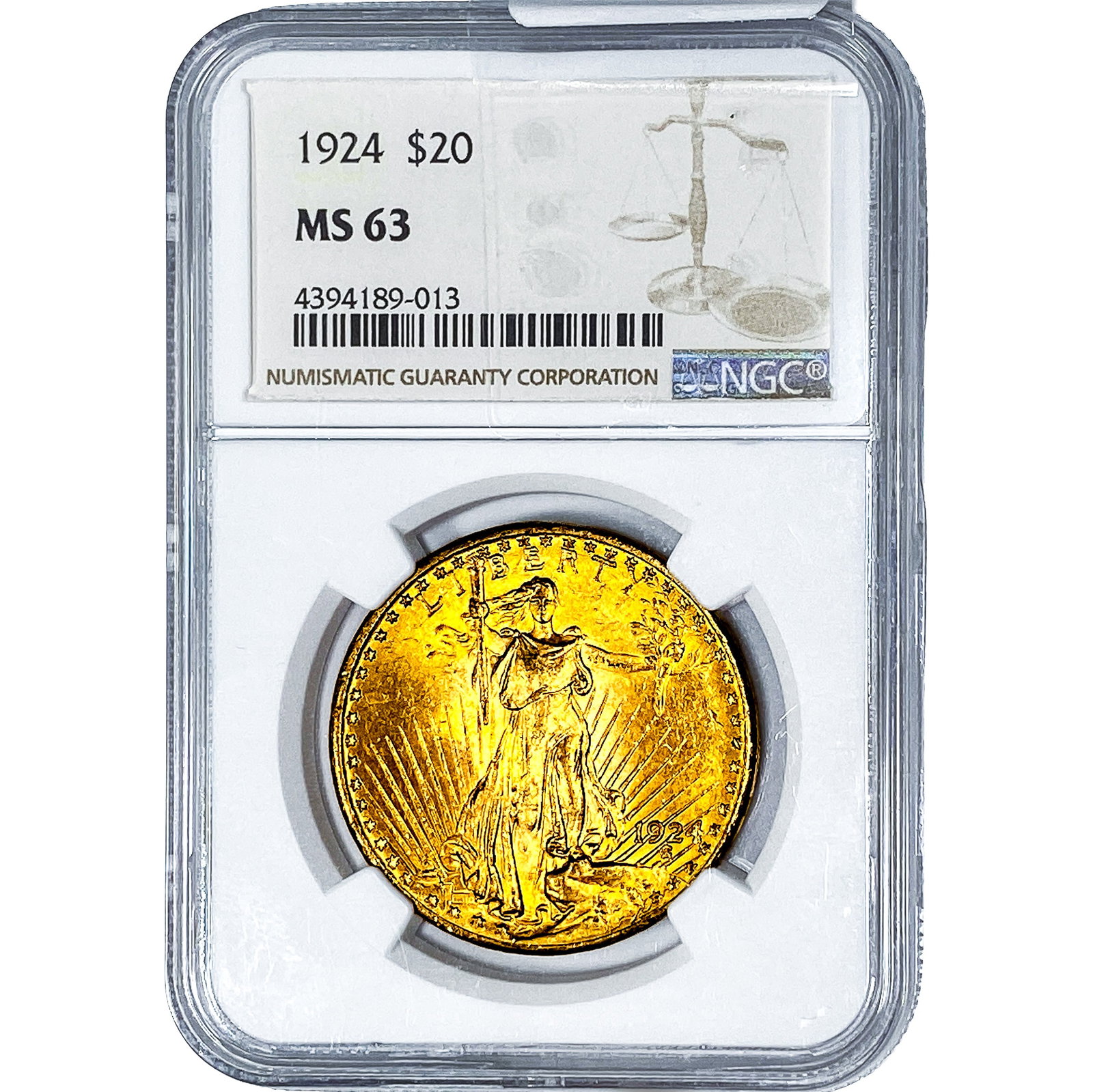 1924 $20 Gold Double Eagle NGC MS63: 1924 $20 Gold Double Eagle NGC MS63