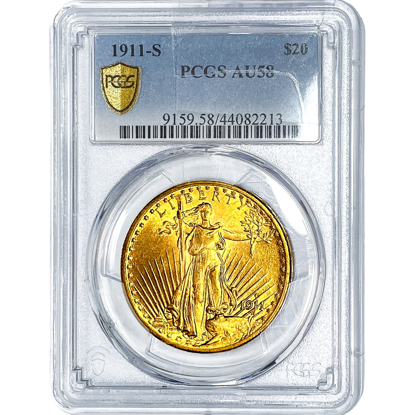1911-S $20 Gold Double Eagle PCGS AU58: 1911-S $20 Gold Double Eagle PCGS AU58