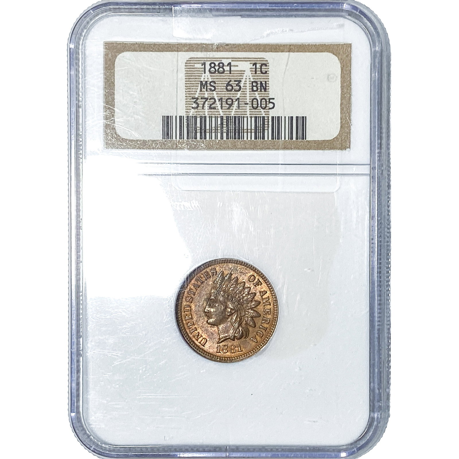 1881 Wheat Cent NGC MS63 BN: 1881 Wheat Cent NGC MS63 BN