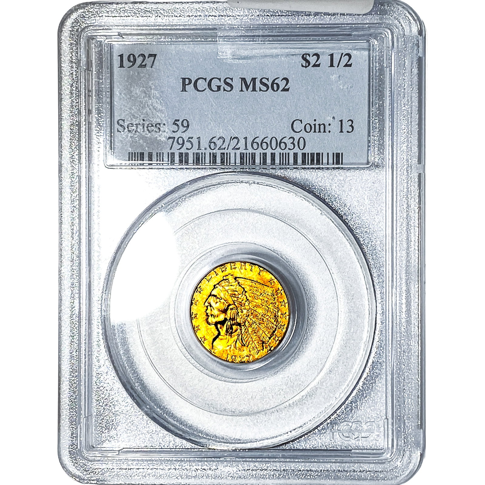1927 $2.50 Gold Quarter Eagle PCGS MS62: 1927 $2.50 Gold Quarter Eagle PCGS MS62