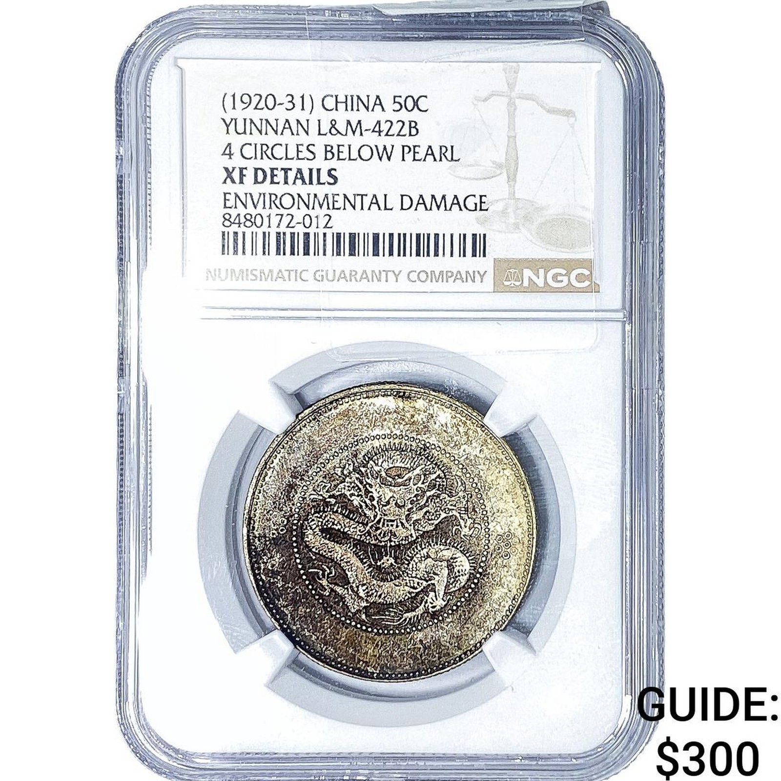 (1920-31) China, Yunan Silver 50 Cents NGC XF Details: (1920-31) China, Yunan Silver 50 Cents NGC XF Details