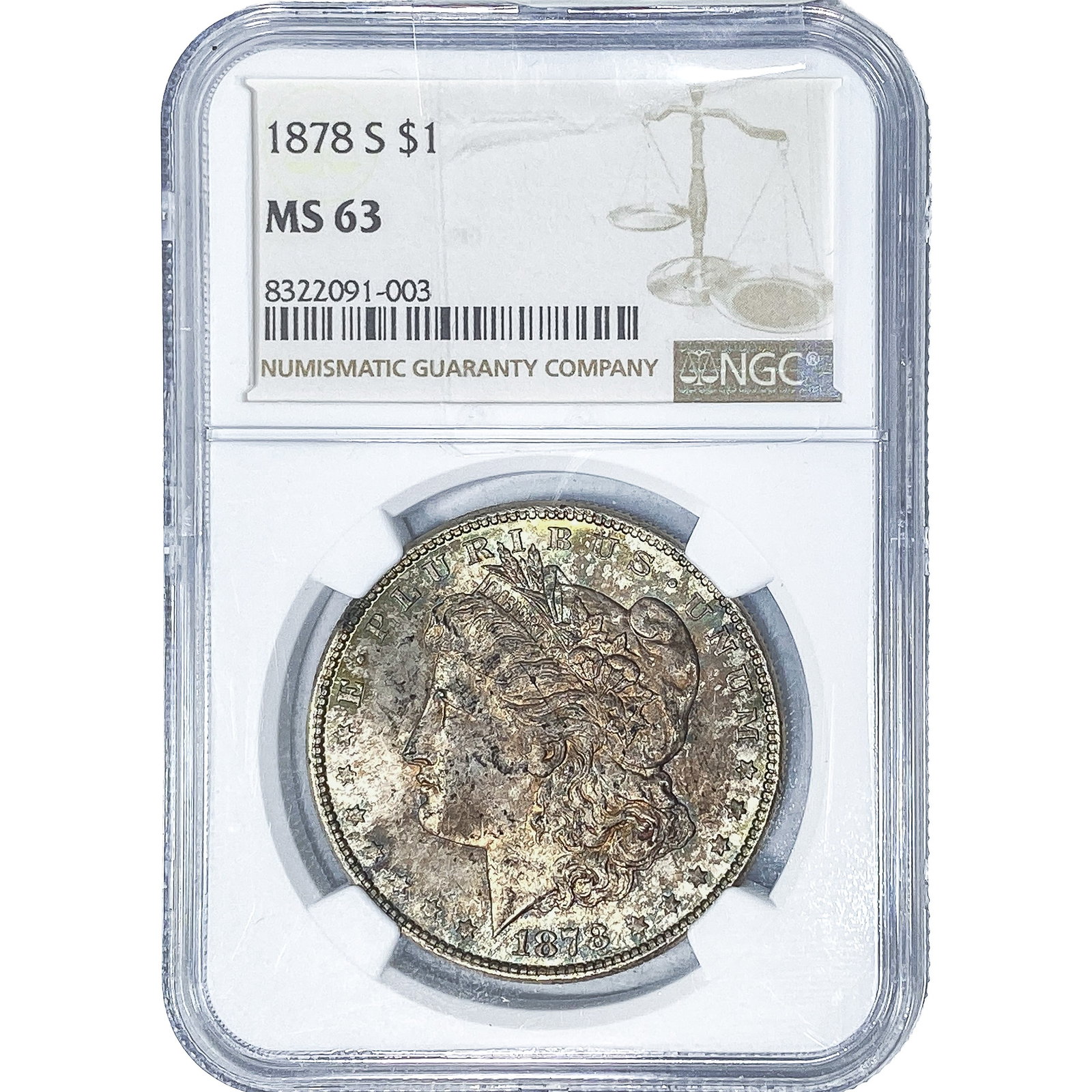 1878-S Morgan Silver Dollar NGC MS63: 1878-S Morgan Silver Dollar NGC MS63