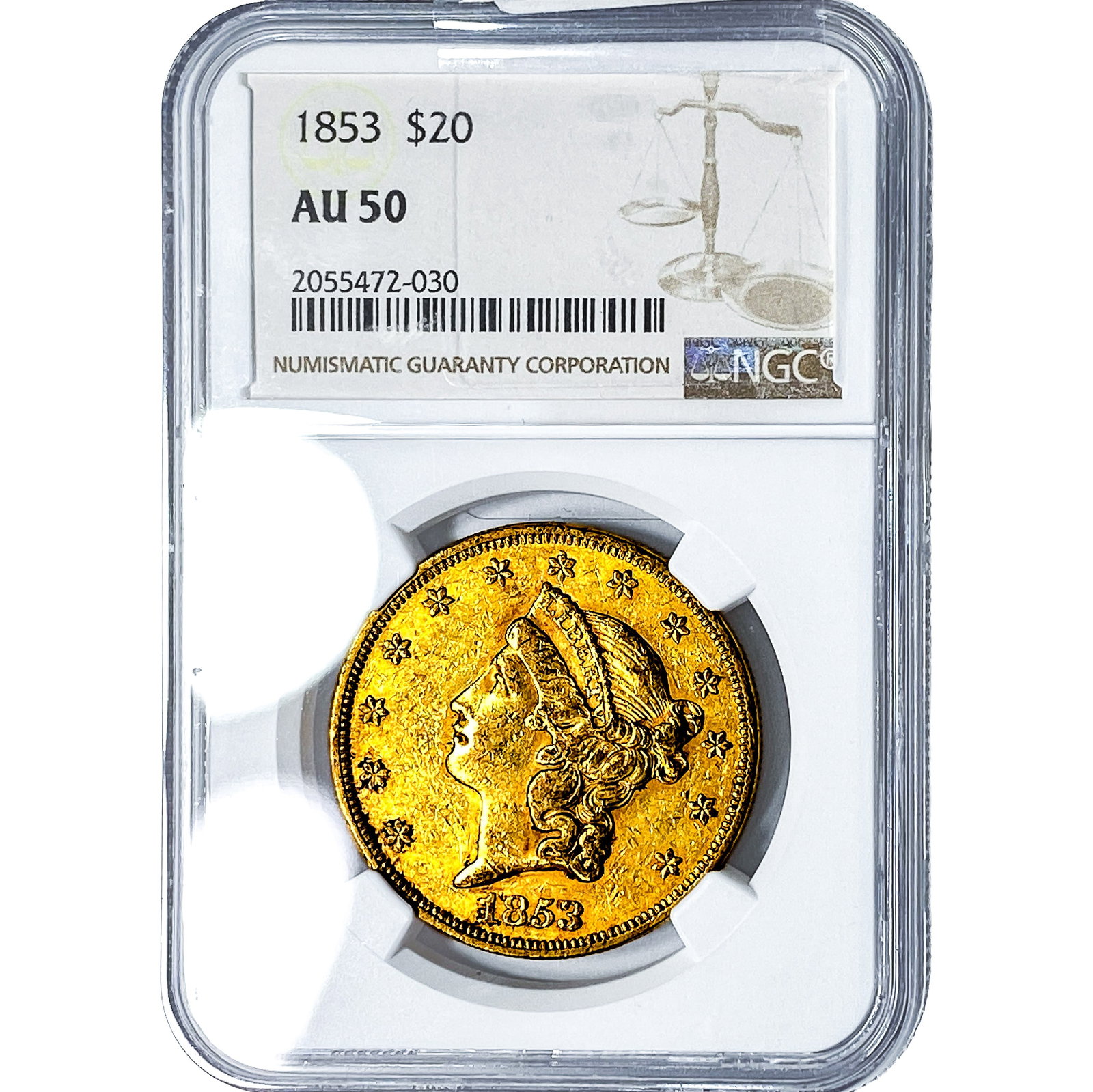 1853 $20 Gold Double Eagle NGC AU50 (1 of 4)