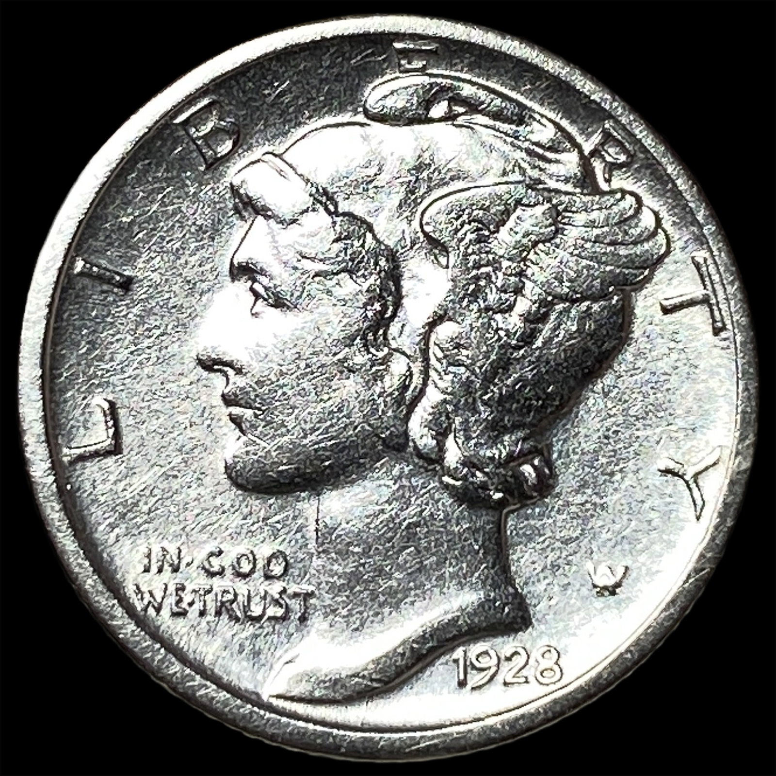 1928-D Silver Mercury Dime CLOSELY UNCIRCULATED: 1928-D Silver Mercury Dime CLOSELY UNCIRCULATED