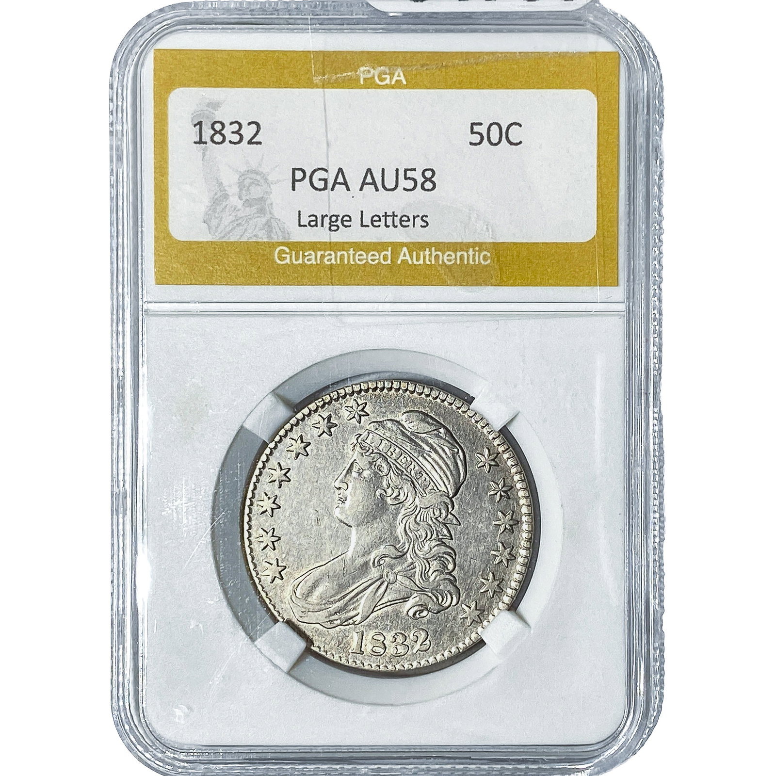 1832 Capped Bust Half Dollar PGA AU58 Large Letters: 1832 Capped Bust Half Dollar PGA AU58 Large Letters