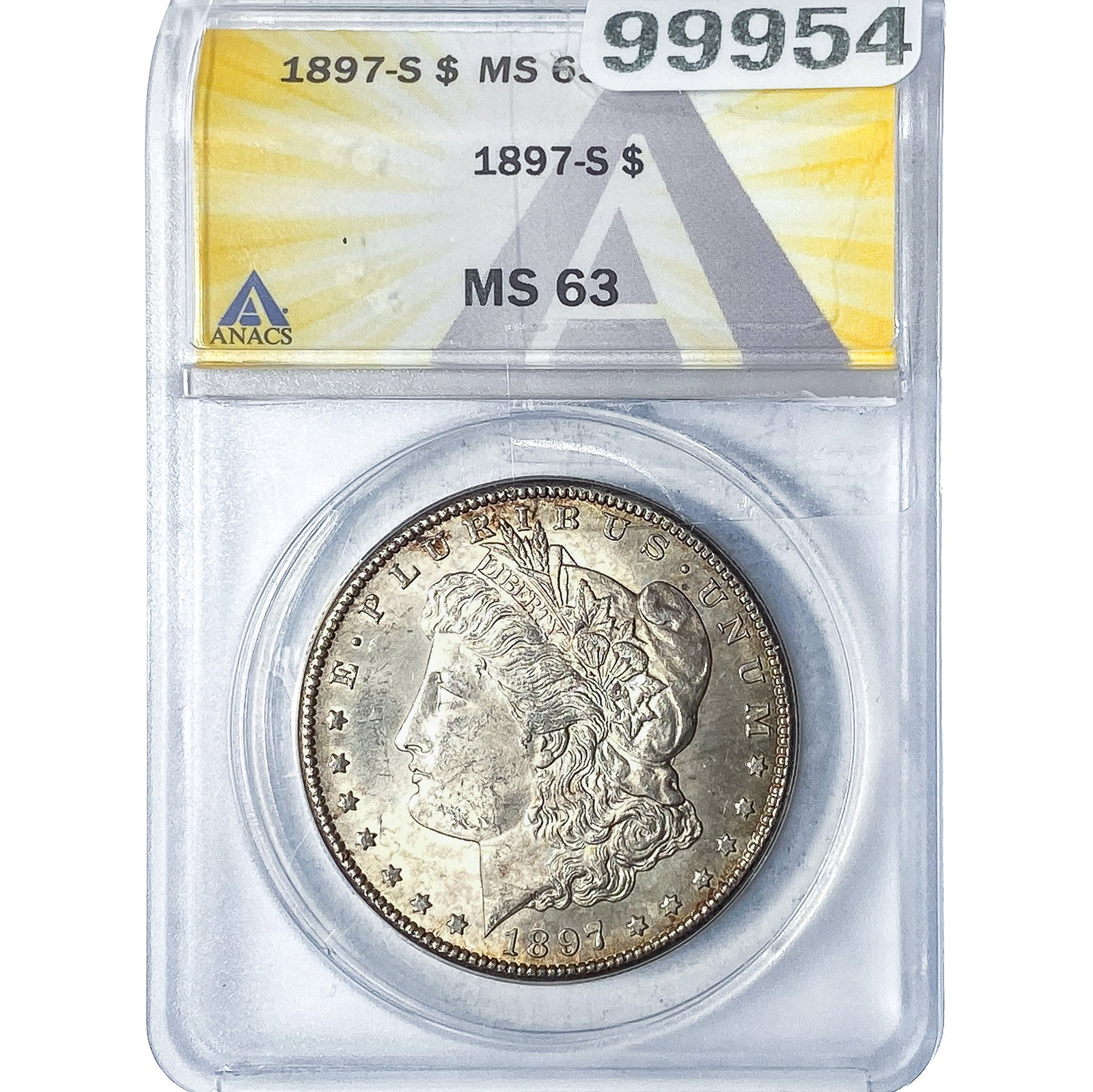 1897-S Morgan Silver Dollar ANACS MS63: 1897-S Morgan Silver Dollar ANACS MS63