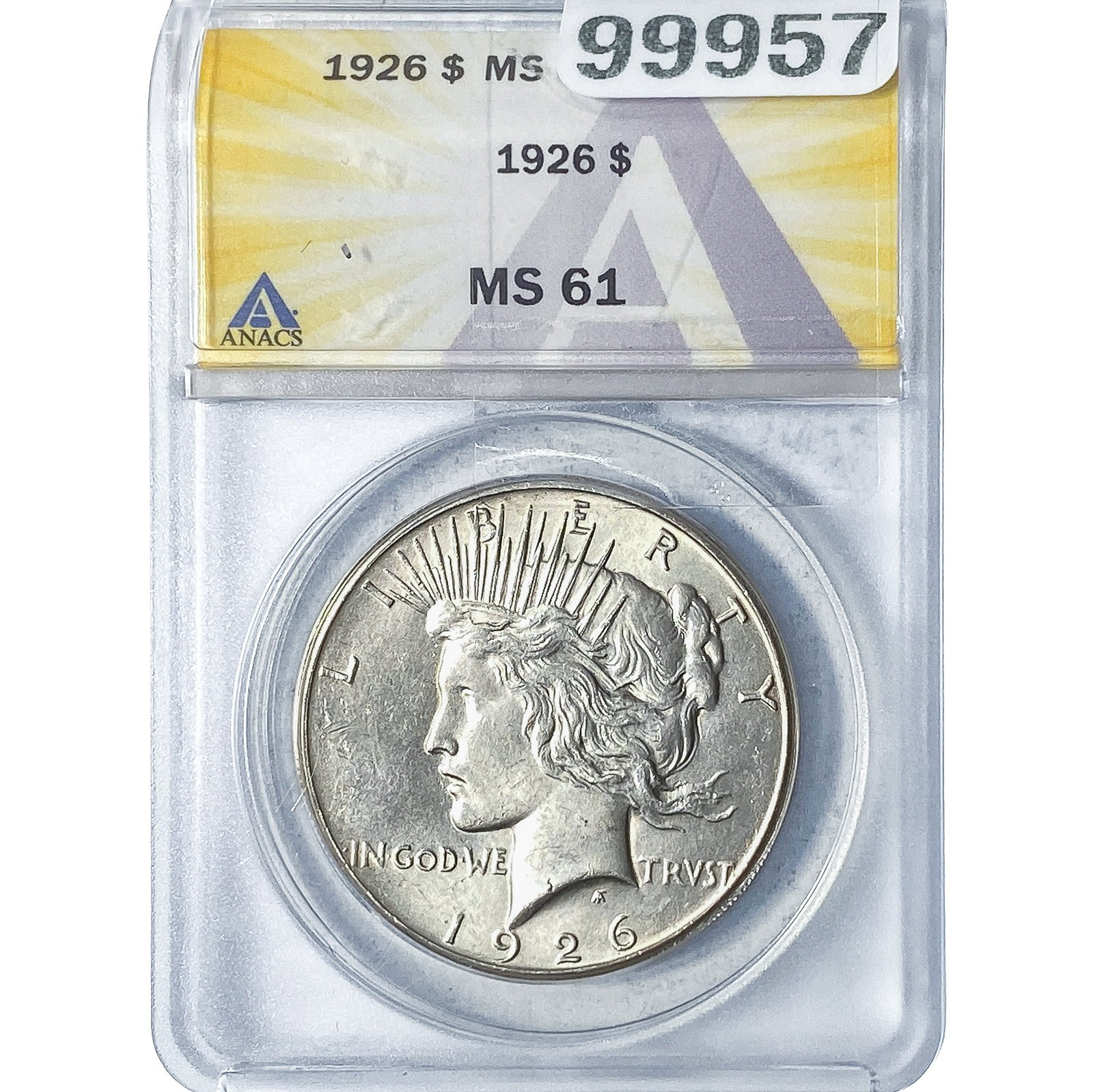 1926 Silver Peace Dollar ANACS MS61: 1926 Silver Peace Dollar ANACS MS61