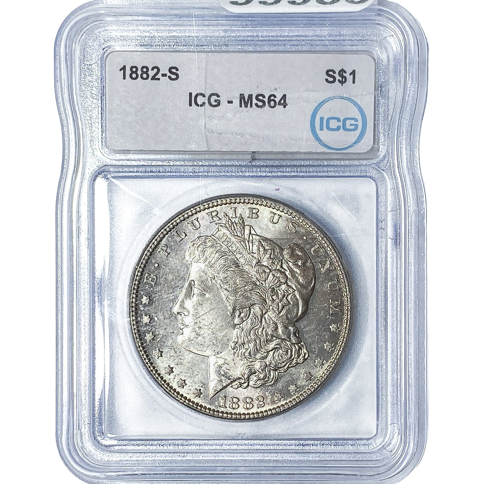 1882-S Morgan Silver Dollar ICG MS64: 1882-S Morgan Silver Dollar ICG MS64