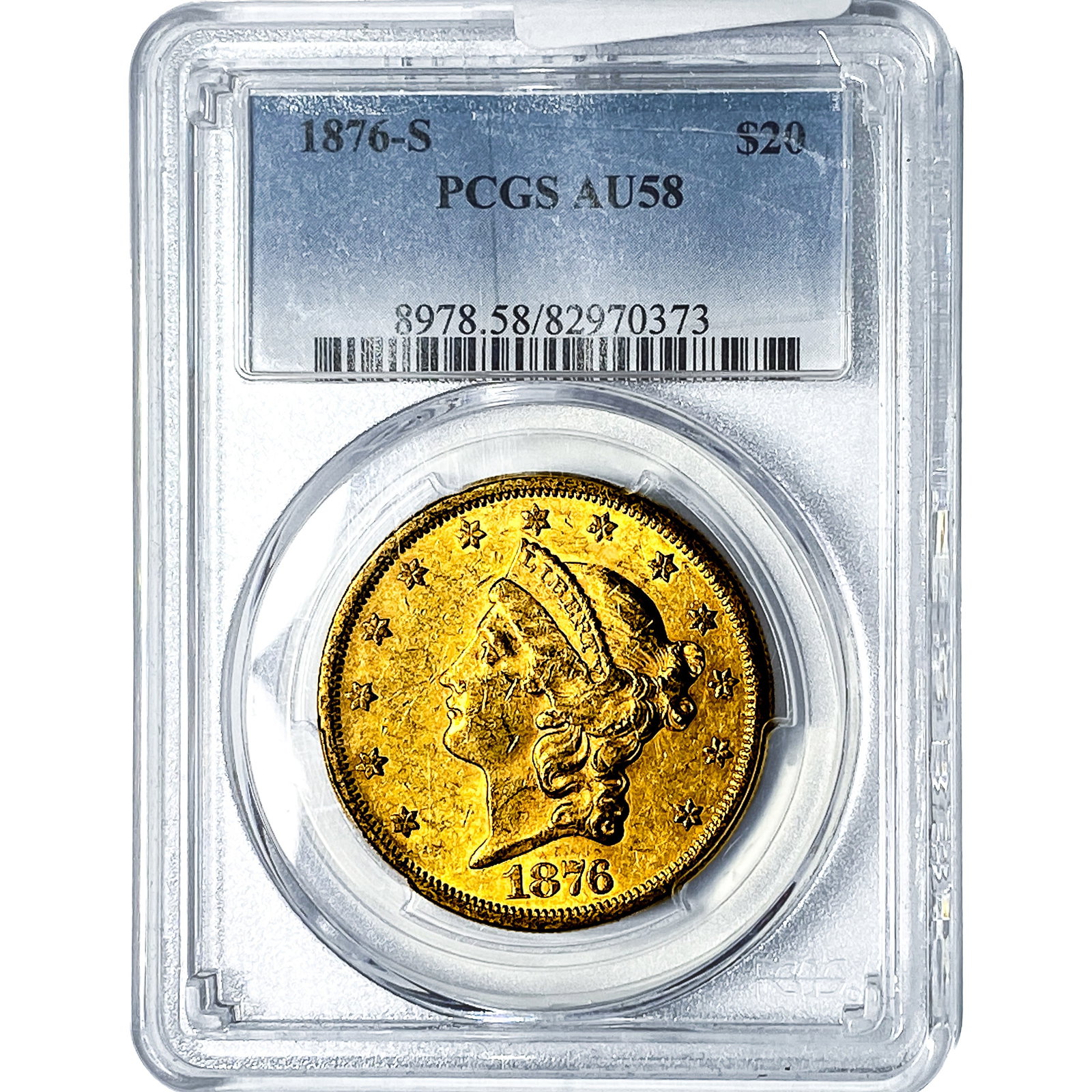 1876-S $20 Gold Double Eagle PCGS AU58: 1876-S $20 Gold Double Eagle PCGS AU58