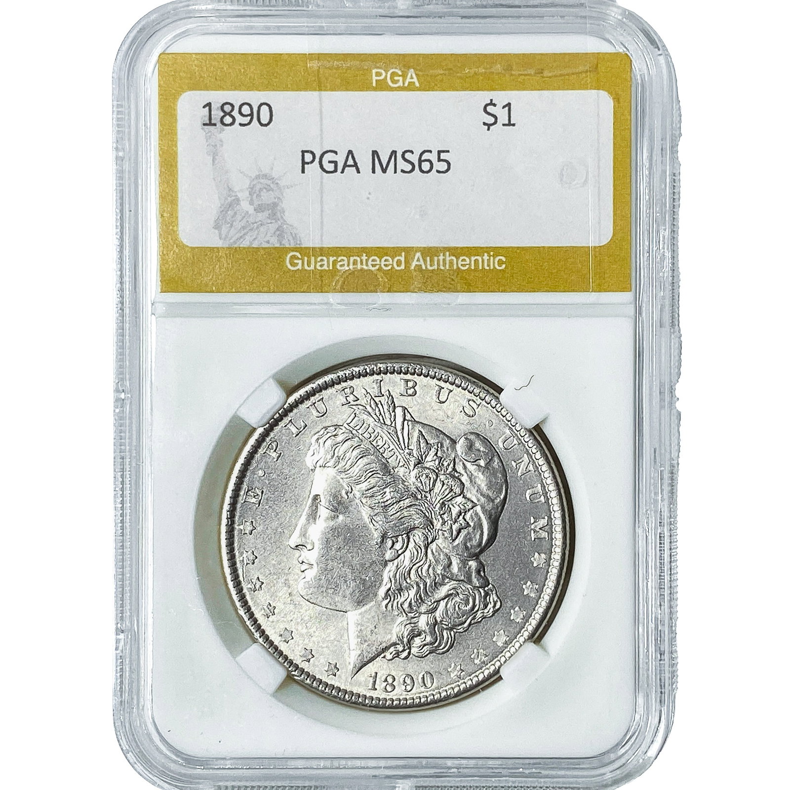 1890 Morgan Silver Dollar PGA MS65: 1890 Morgan Silver Dollar PGA MS65