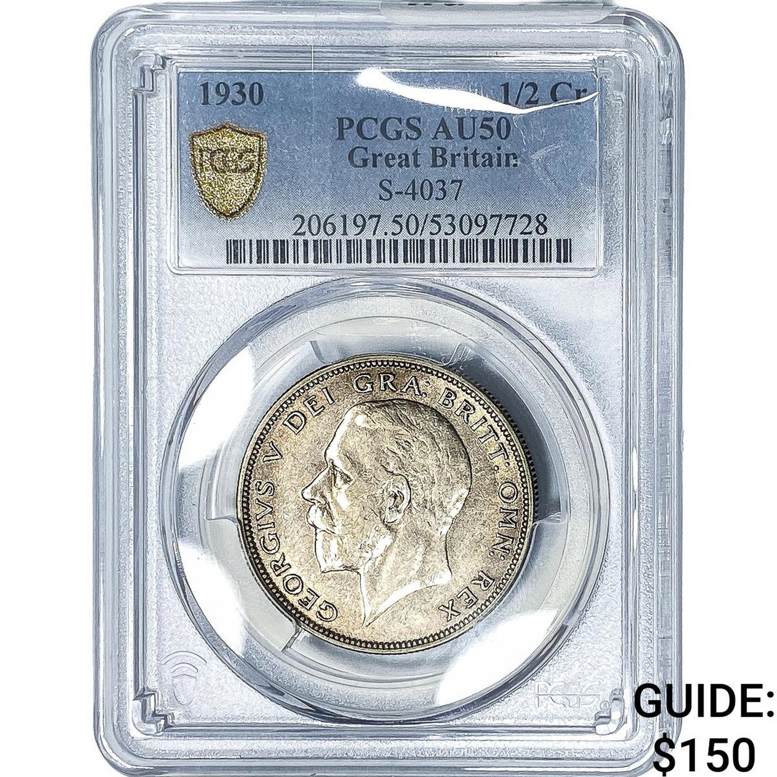 1930 Great Britain Silver Half Crown PCGS AU50: 1930 Great Britain Silver Half Crown PCGS AU50