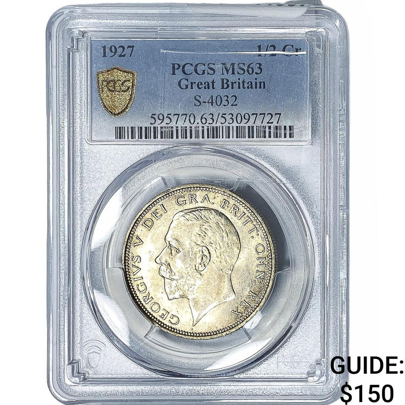 1927 Great Britain Silver Half Crown PCGS MS63: 1927 Great Britain Silver Half Crown PCGS MS63