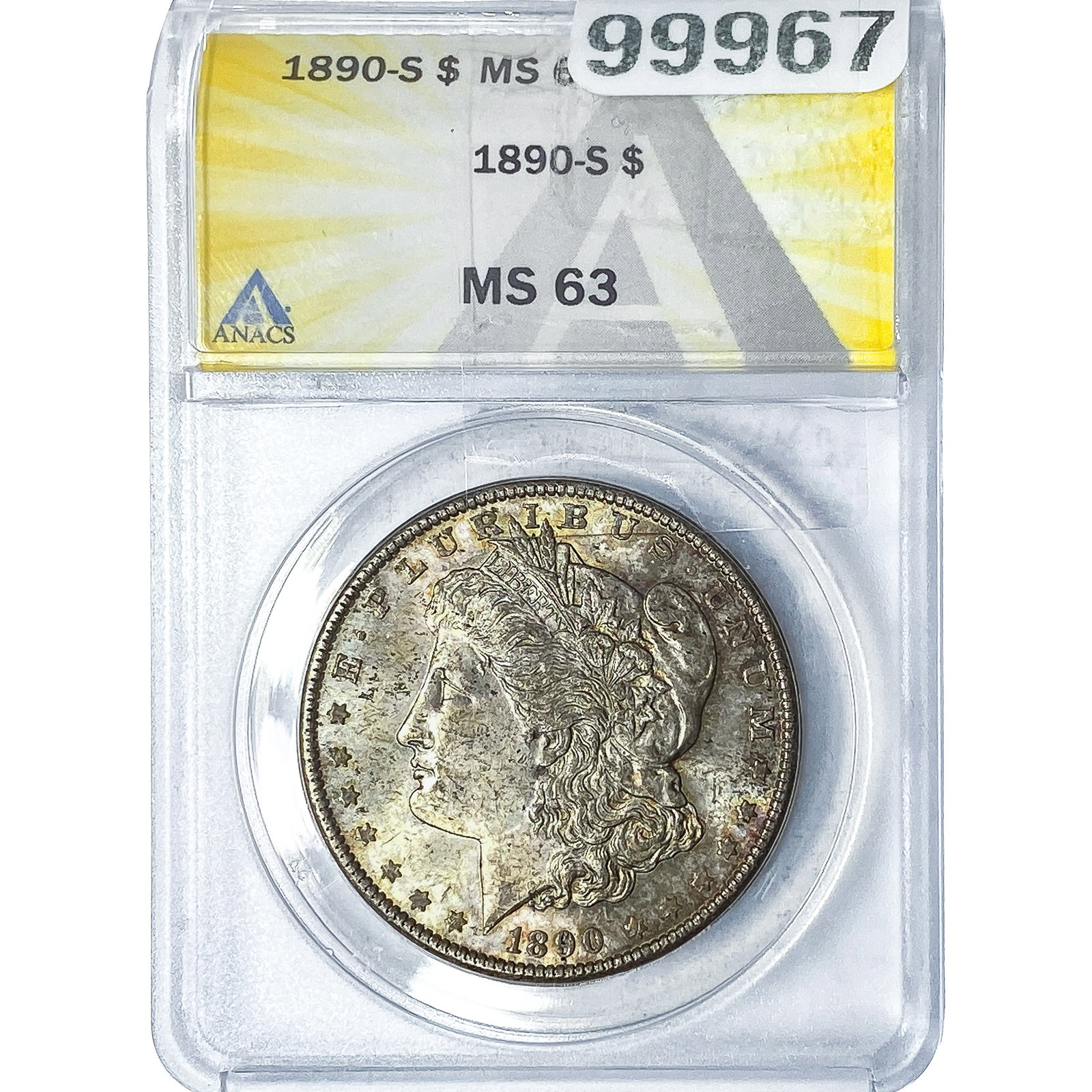 1890-S Morgan Silver Dollar ANACS MS63: 1890-S Morgan Silver Dollar ANACS MS63