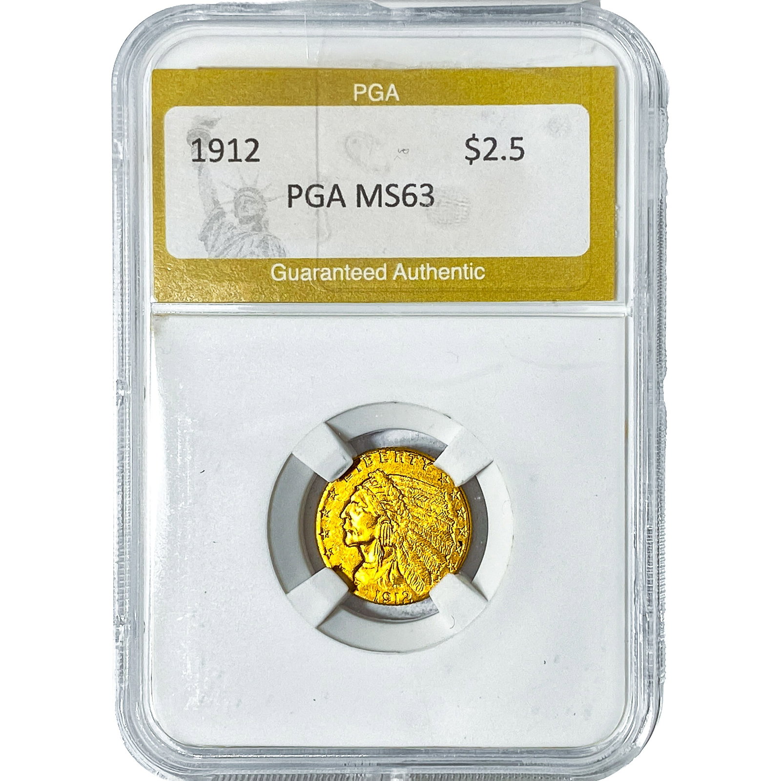 1912 $2.50 Gold Quarter Eagle PGA MS63: 1912 $2.50 Gold Quarter Eagle PGA MS63