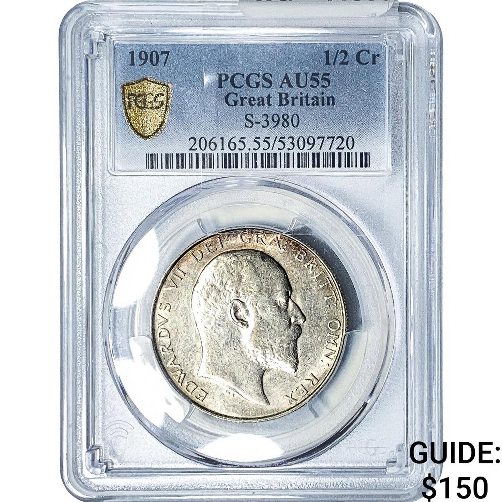 1907 Great Britain Silver Half Crown PCGS AU55: 1907 Great Britain Silver Half Crown PCGS AU55