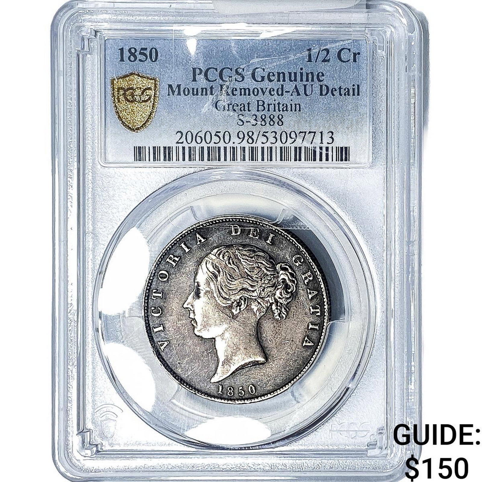 1850 Great Britain Silver Half Crown PCGS AU Details: 1850 Great Britain Silver Half Crown PCGS AU Details