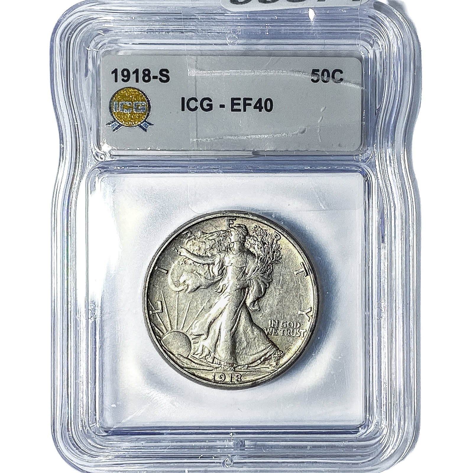 1918-S Walking Liberty Half Dollar ICG EF40: 1918-S Walking Liberty Half Dollar ICG EF40