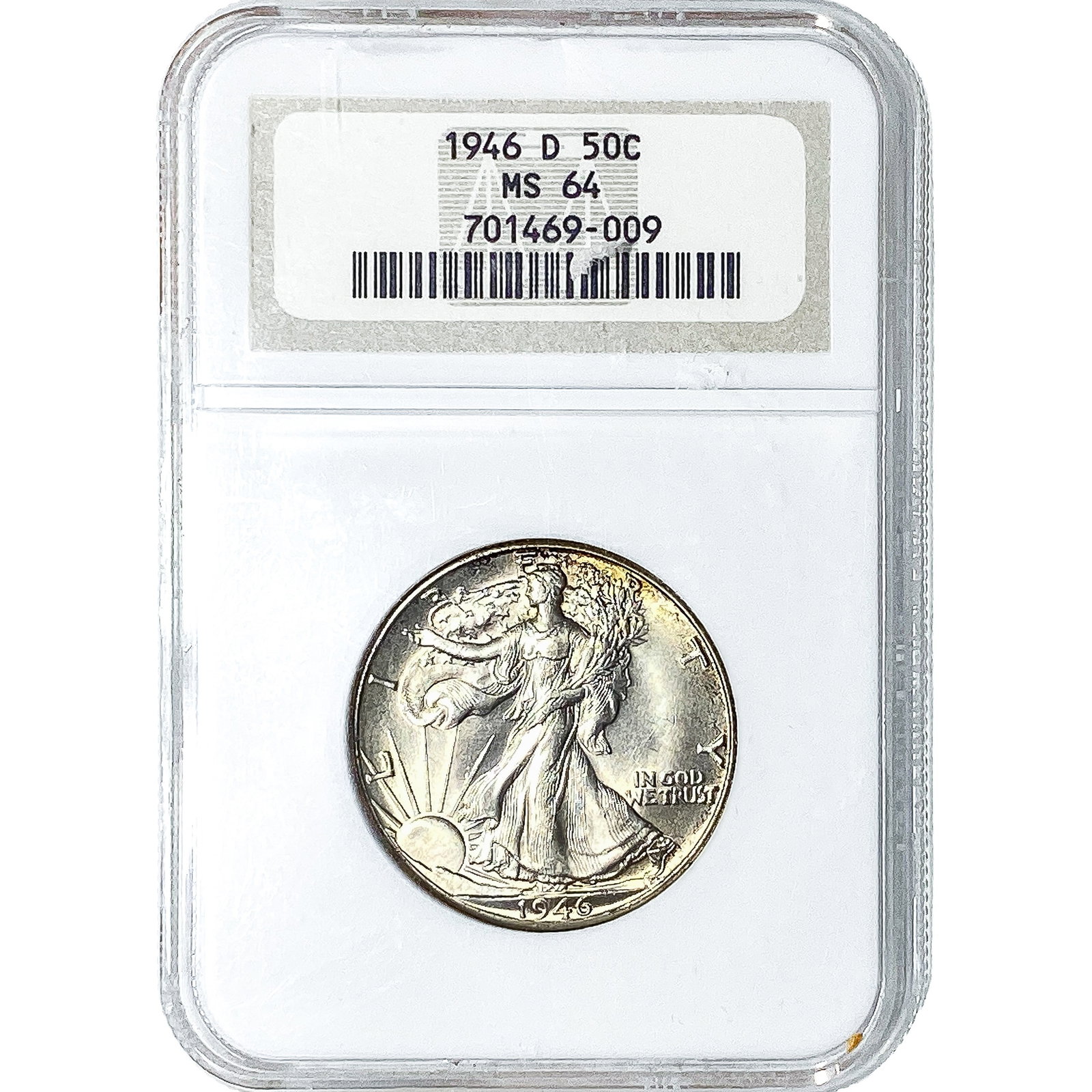 1946-D Walking Liberty Half Dollar NGC MS64: 1946-D Walking Liberty Half Dollar NGC MS64