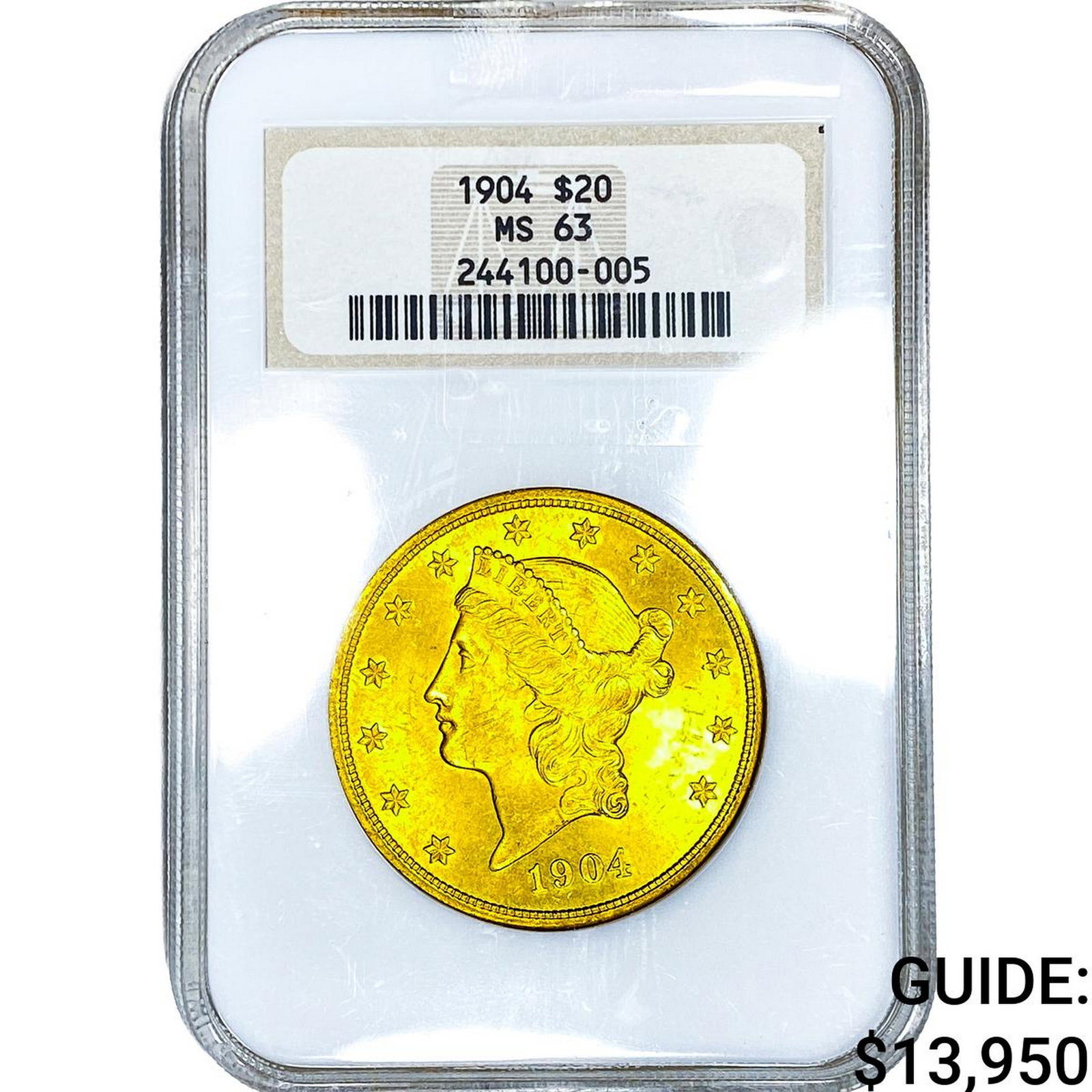 1904 $20 Gold Double Eagle NGC MS63: 1904 $20 Gold Double Eagle NGC MS63