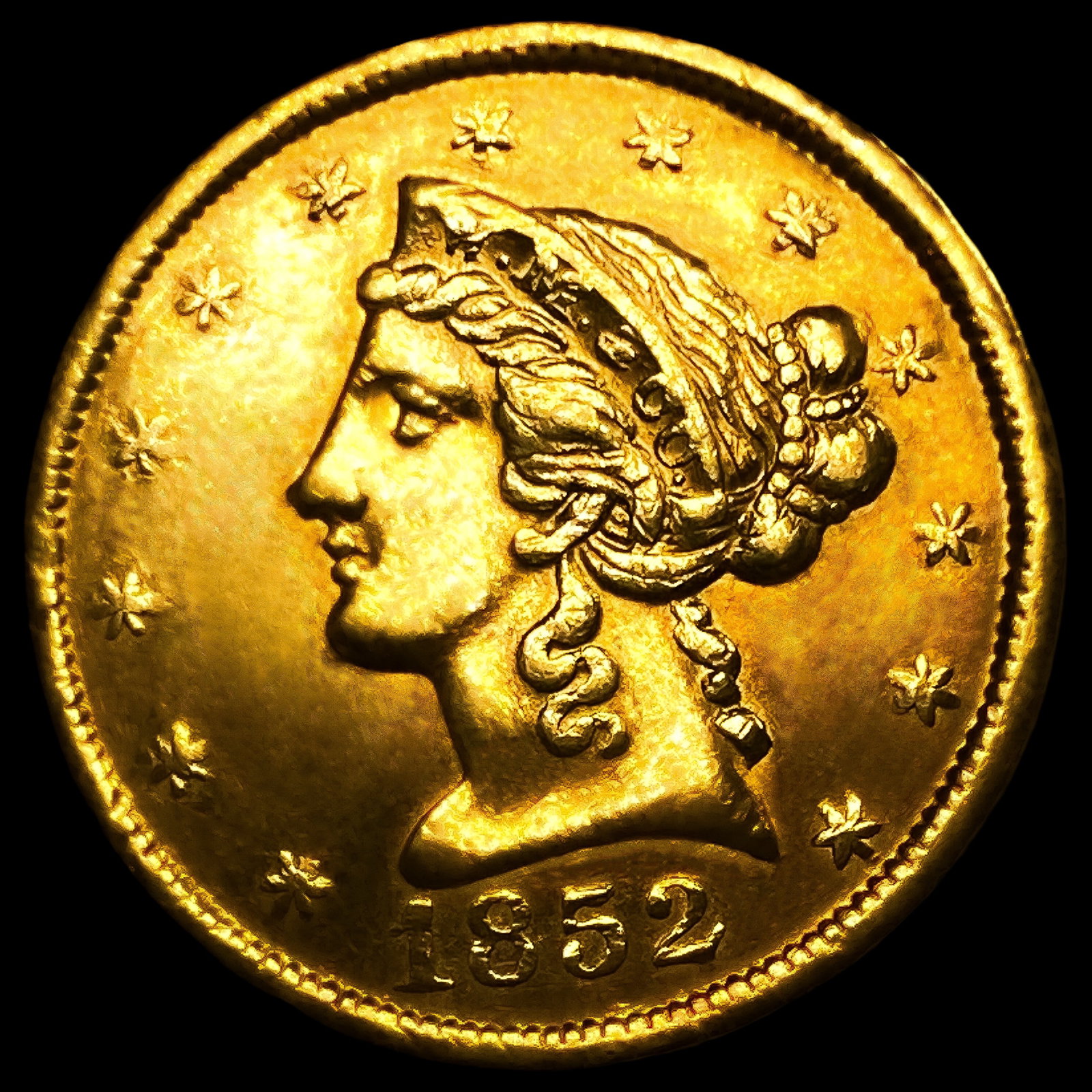 1852 Wass Molitor Sm Head $5 Gold Half Eagle: 1852 Wass Molitor Sm Head $5 Gold Half Eagle