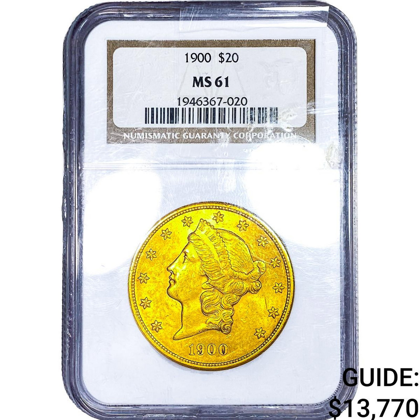 1900 $20 Gold Double Eagle NGC MS61: 1900 $20 Gold Double Eagle NGC MS61