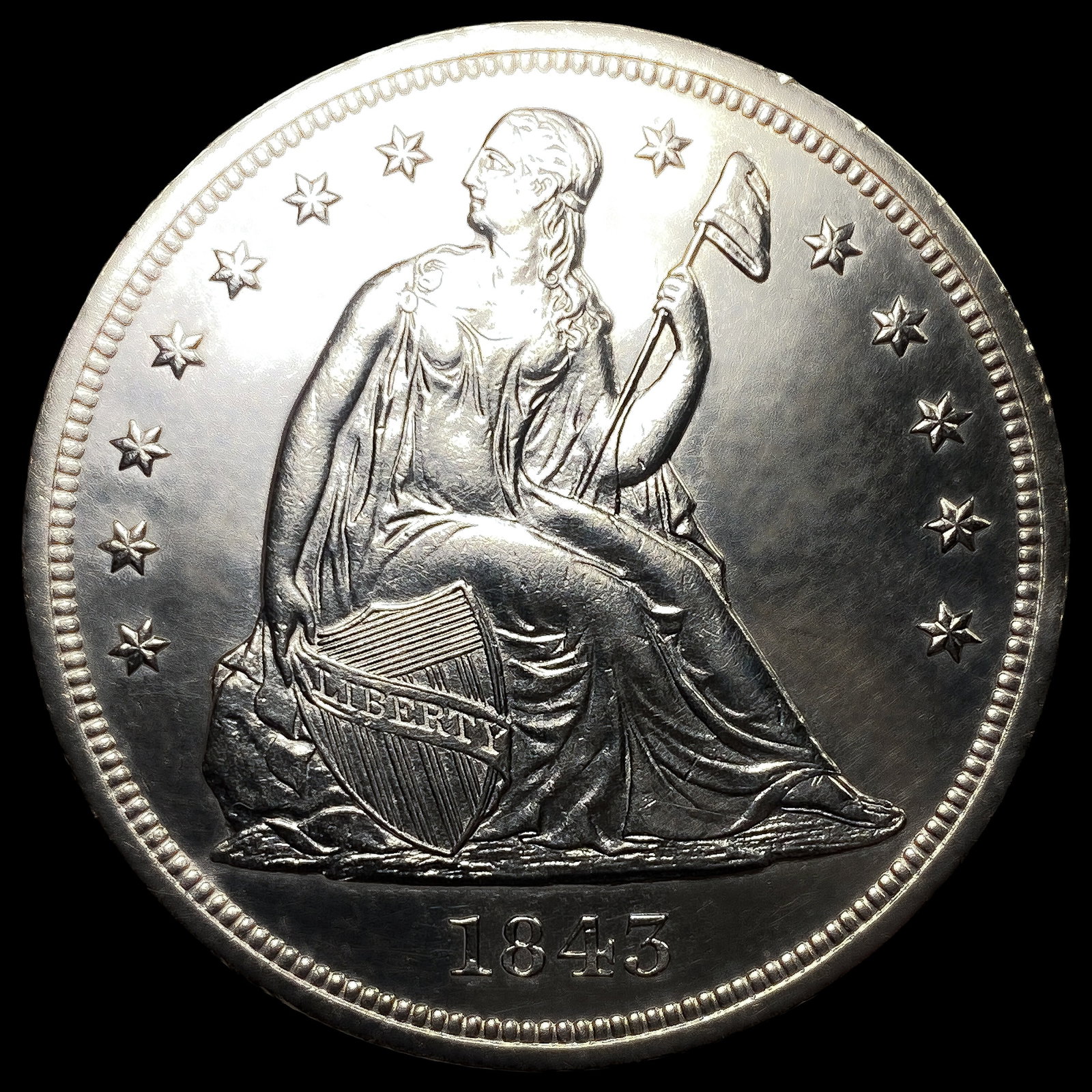 1843 Seated Liberty Dollar: 1843 Seated Liberty Dollar
