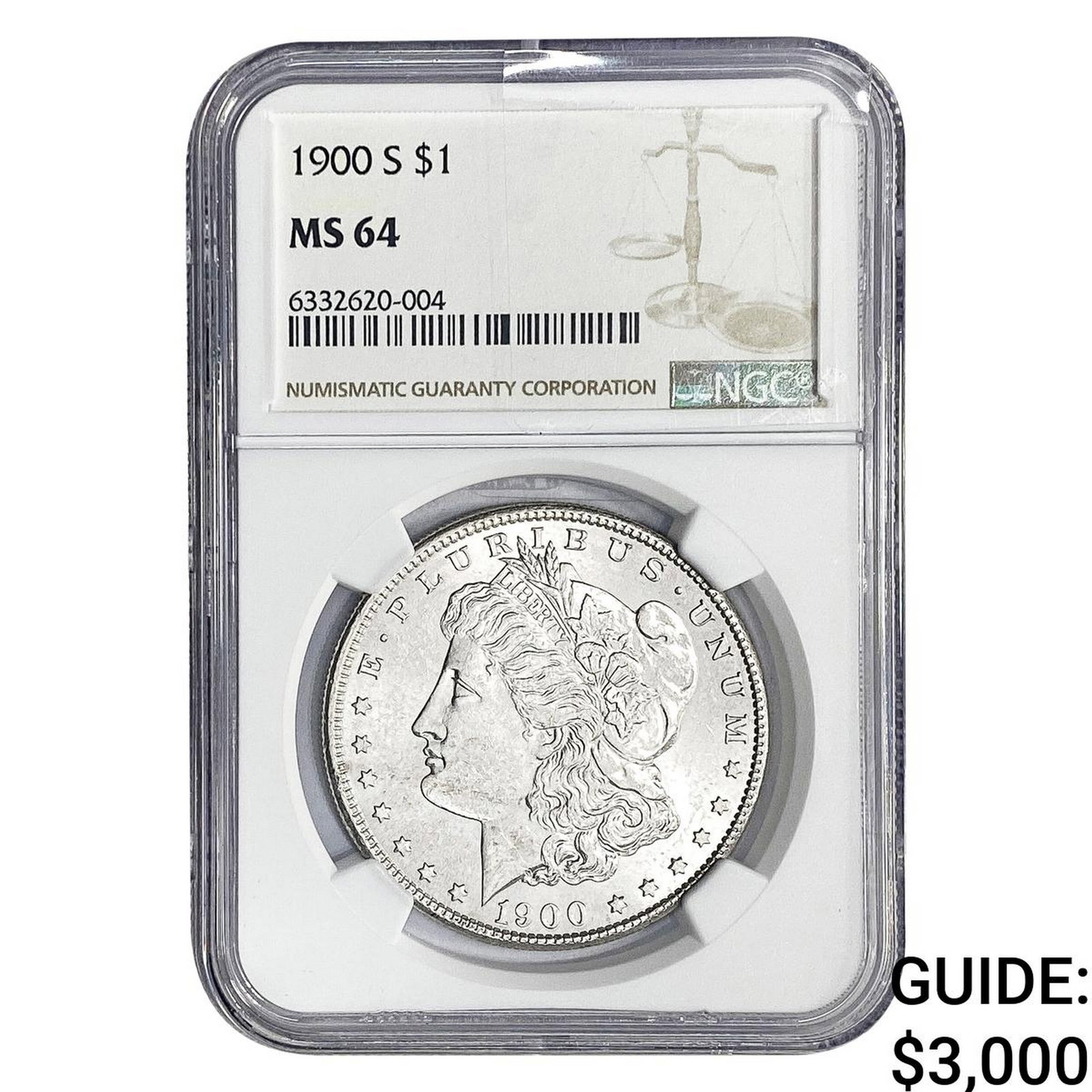 1900-S Morgan Silver Dollar NGC MS64: 1900-S Morgan Silver Dollar NGC MS64